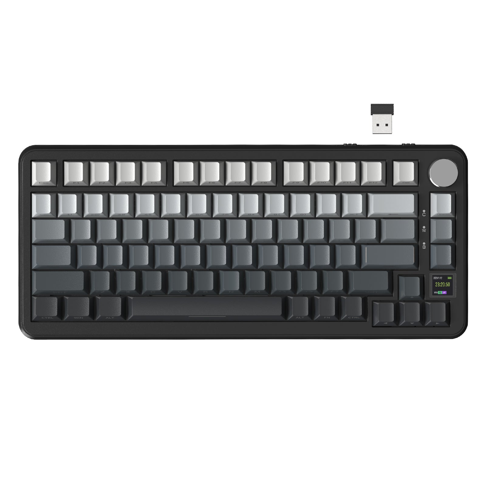 ATTACK SHARK X85PRO mechanical keyboard, 75% layout, gradient keycaps, smart display, knob design, and USB receiver