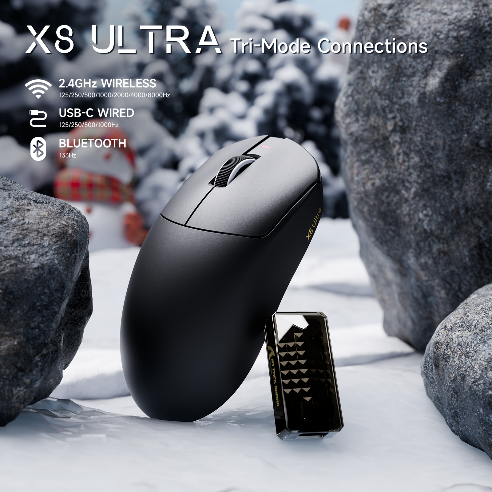 ATTACK SHARK X8 Ultra 8KHz Wireless Gaming Mouse With C06 Ultra Cable