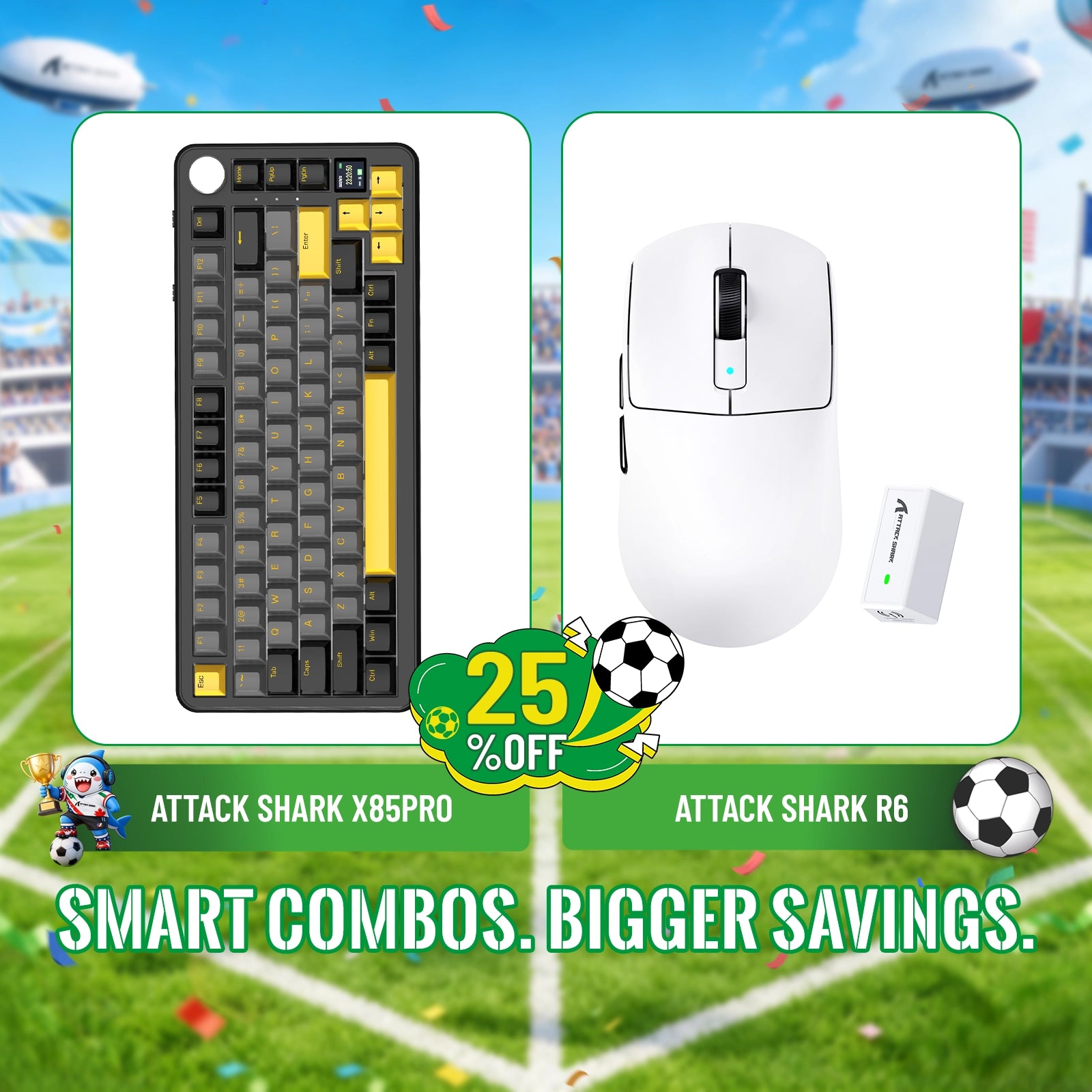ATTACK SHARK X85PRO Tri-mode Gasket Mechanical Keyboard + R6 Wireless Gaming Mouse Bundle