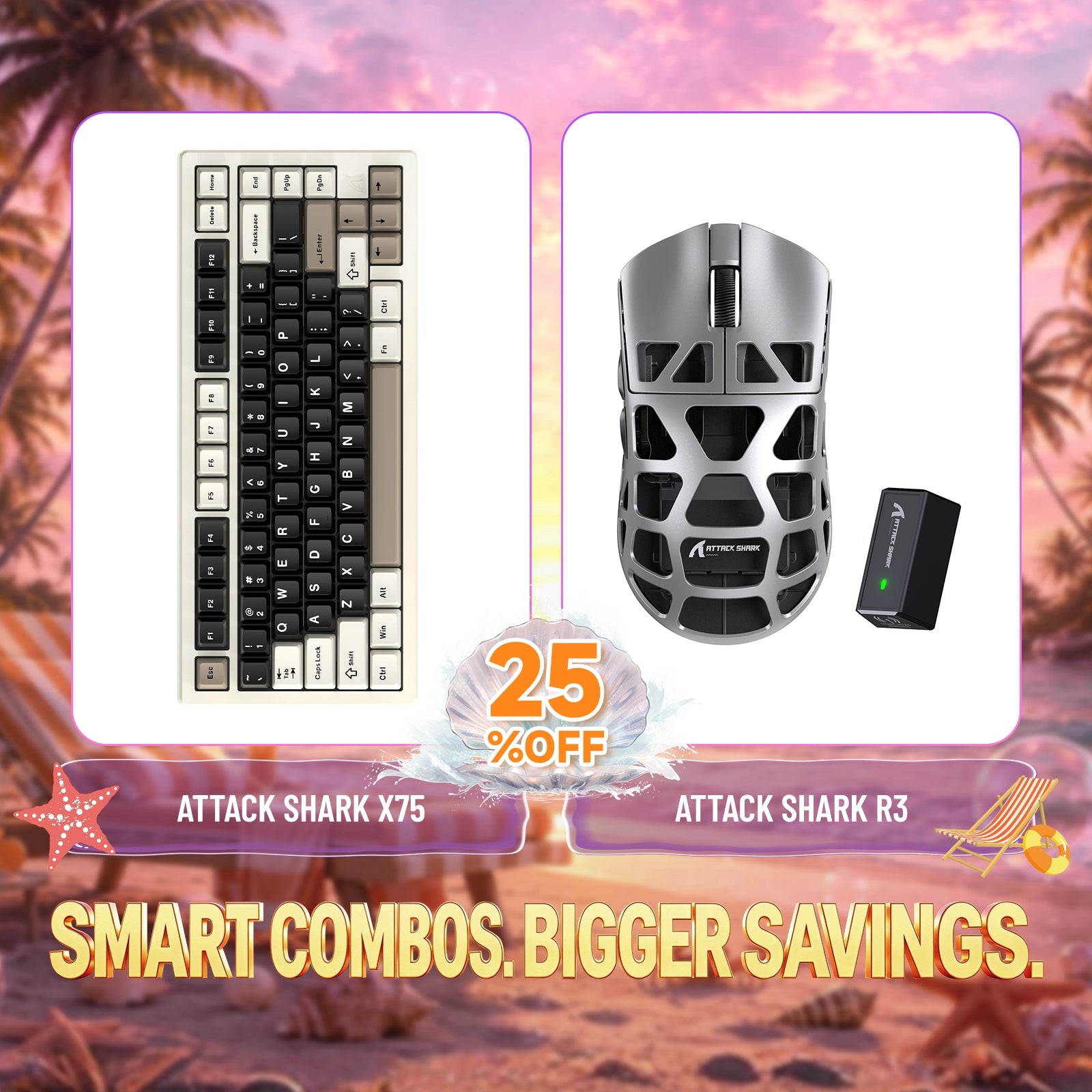 ATTACK SHARK X75 Full Aluminum Keyboard + R3 Magnesium Alloy Gaming Mouse Bundle