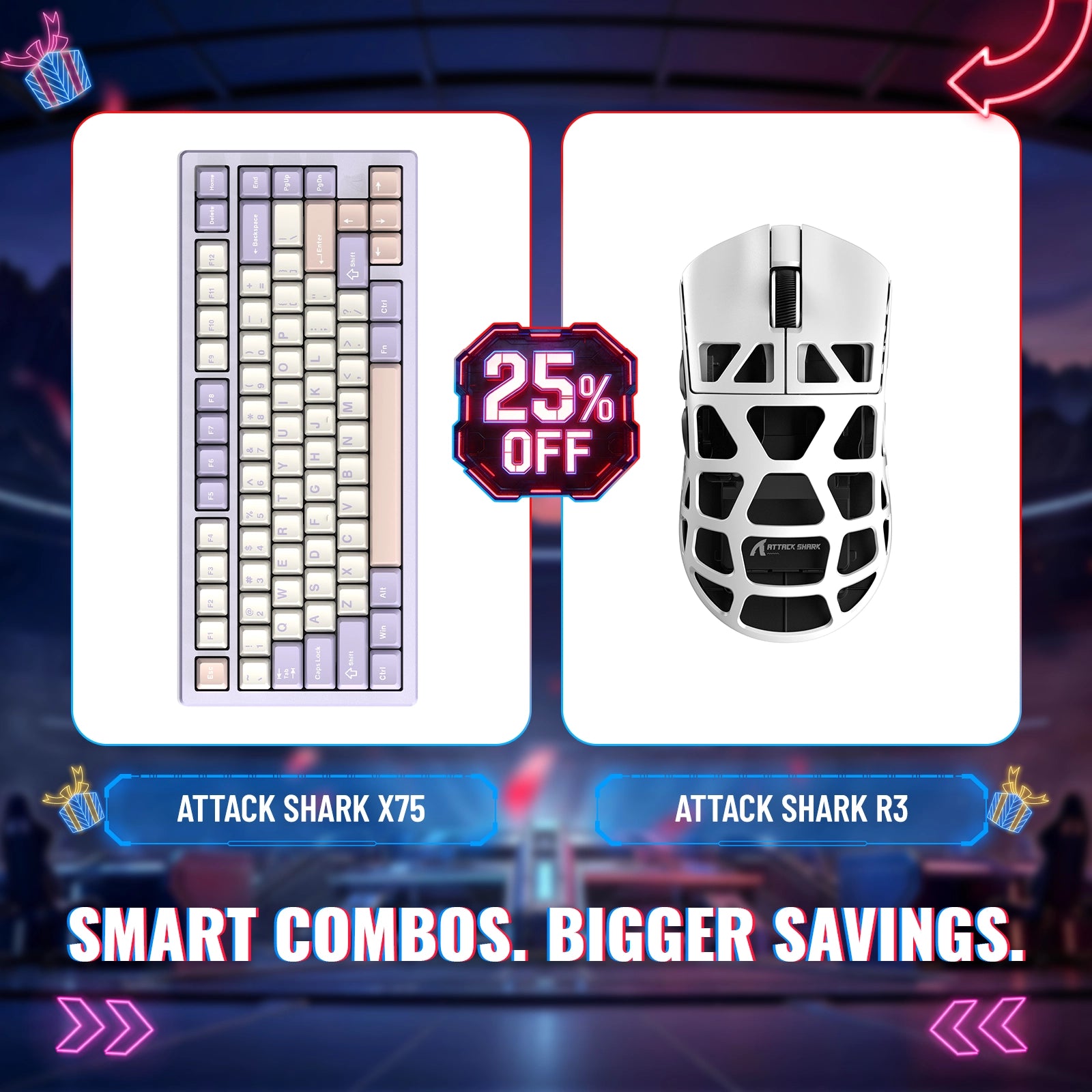 ATTACK SHARK X75 Full Aluminum Keyboard + R3 Magnesium Alloy Gaming Mouse Bundle