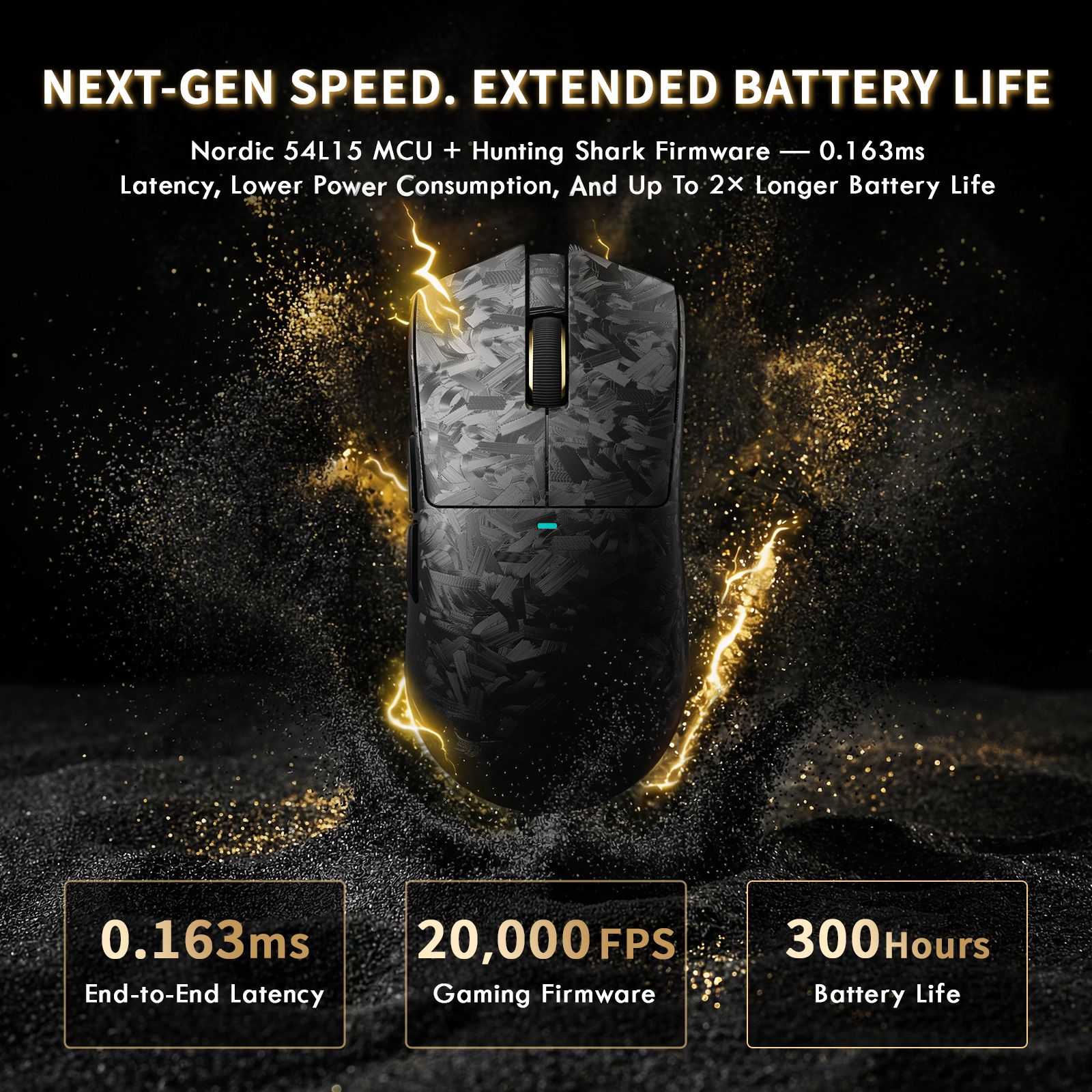 ATTACK SHARK X11 ULTRA Carbon Fiber Wireless Gaming Mouse With C06 Ultra LED Cable