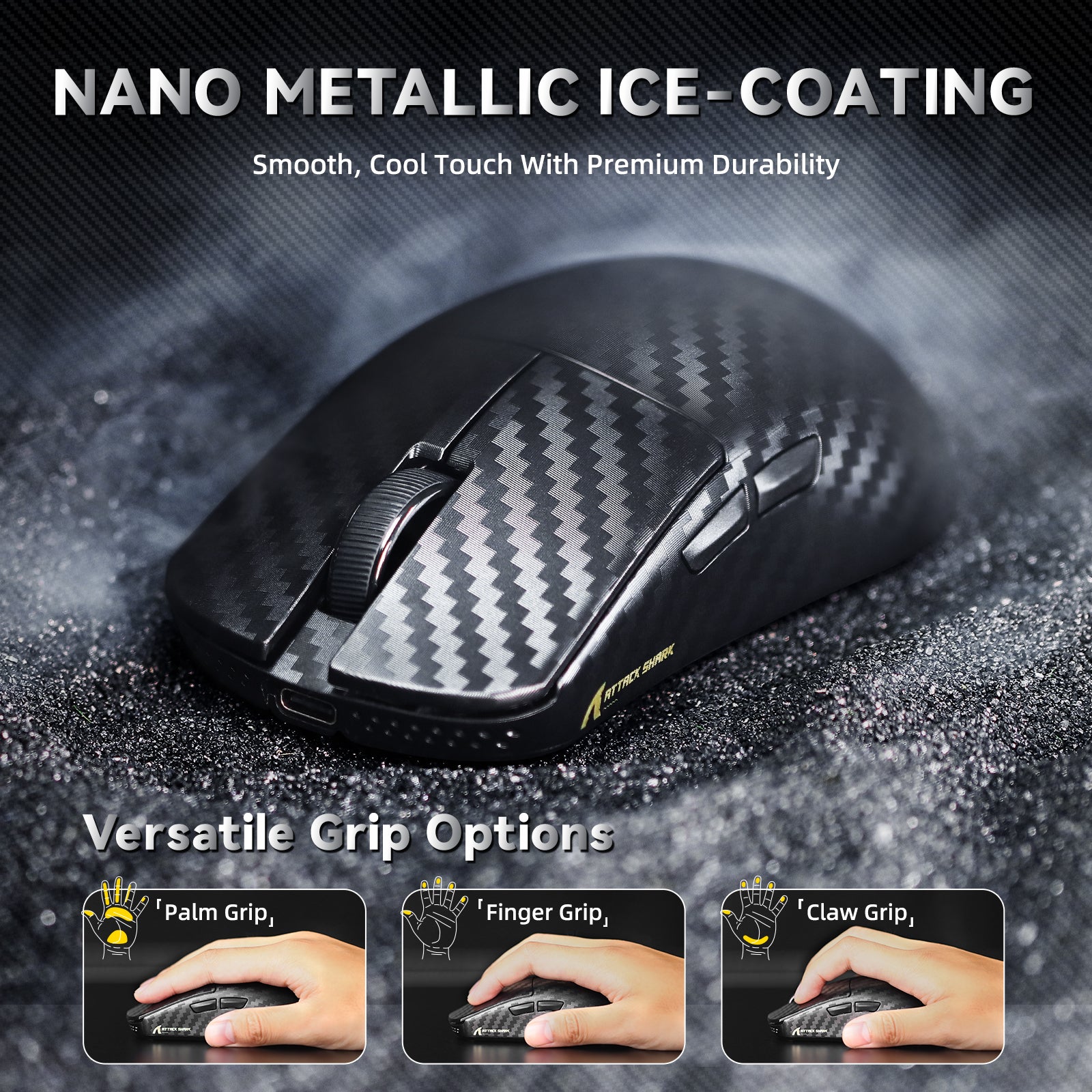 ATTACK SHARK R11 ULTRA Carbon Fiber Wireless 8K PAW3950MAX Gaming Mouse