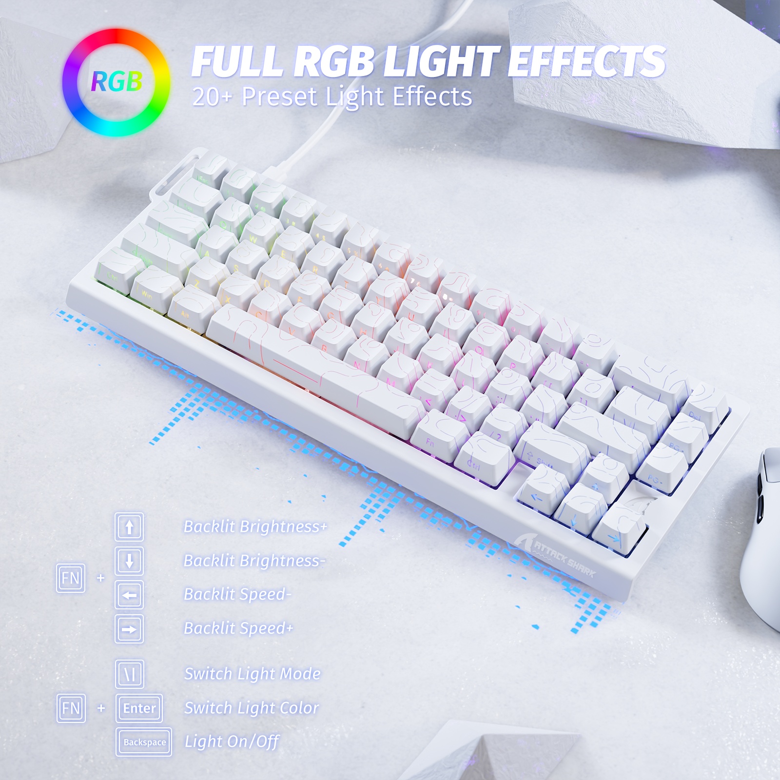 ATTACK SHARK X68 HE RGB keyboard with 20+ lighting effects