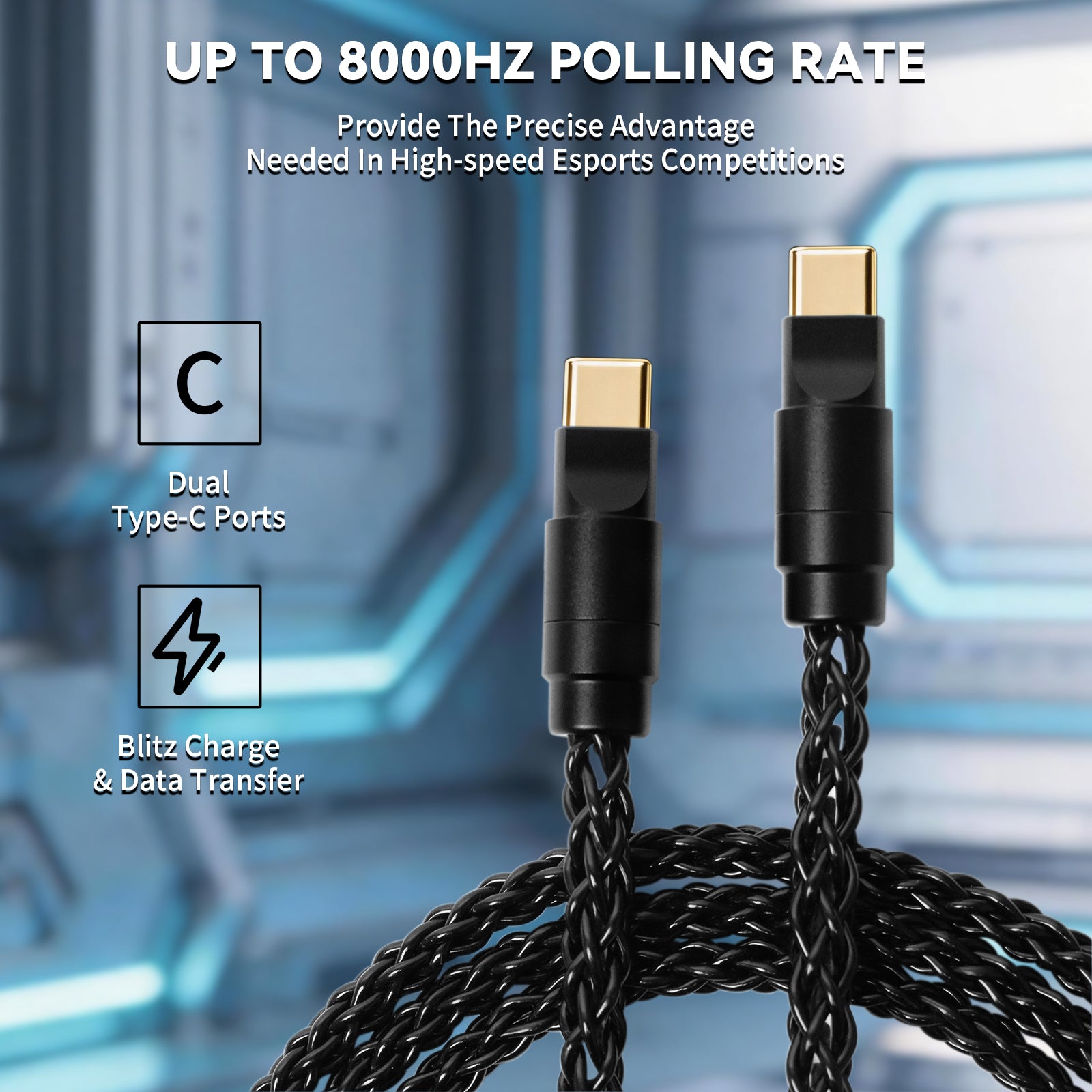 ATTACK SHARK C07 PRO 2-In 1 Type C Cable for 8KHz Gaming Keyboard/Mouse
