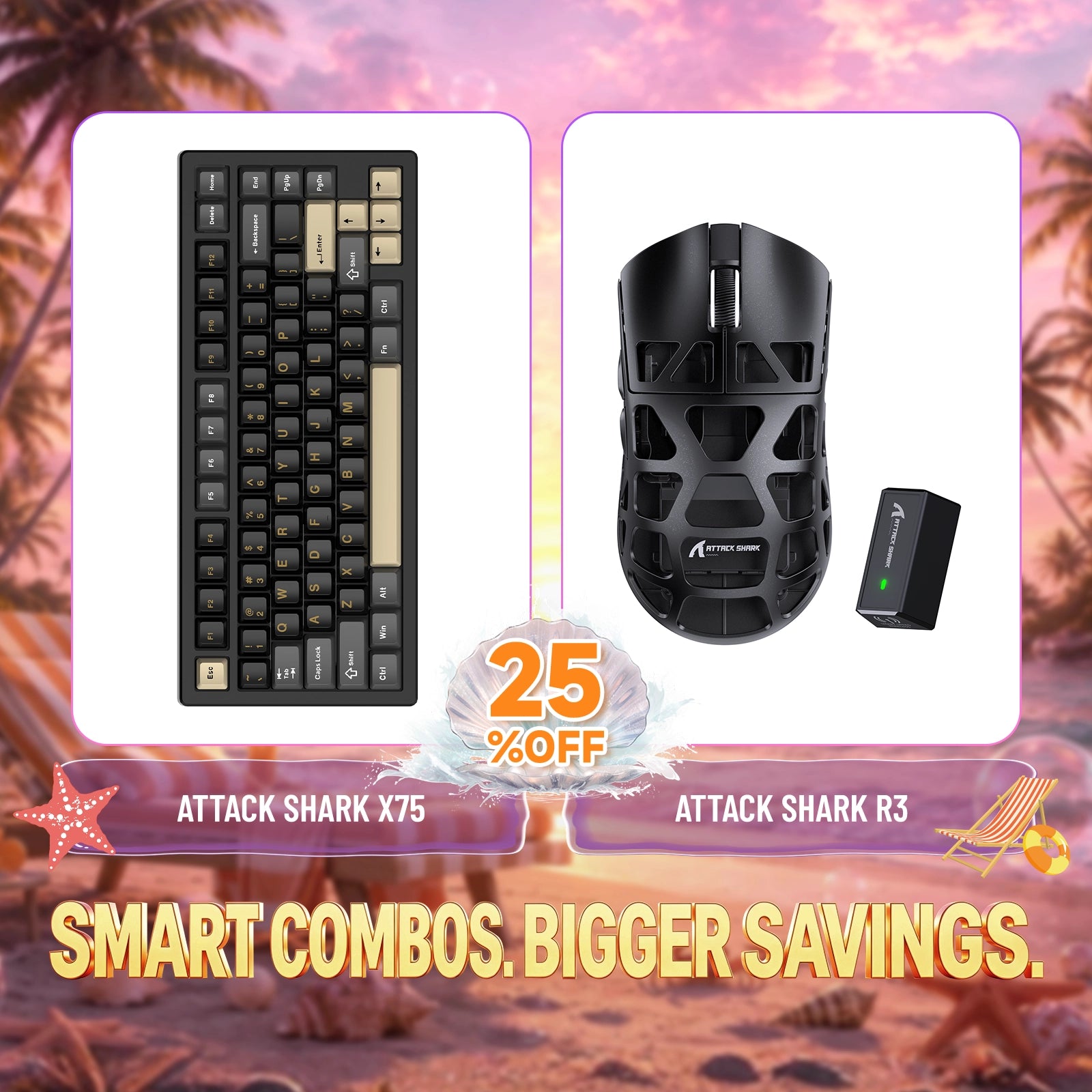 ATTACK SHARK X75 Full Aluminum Keyboard + R3 Magnesium Alloy Gaming Mouse Bundle