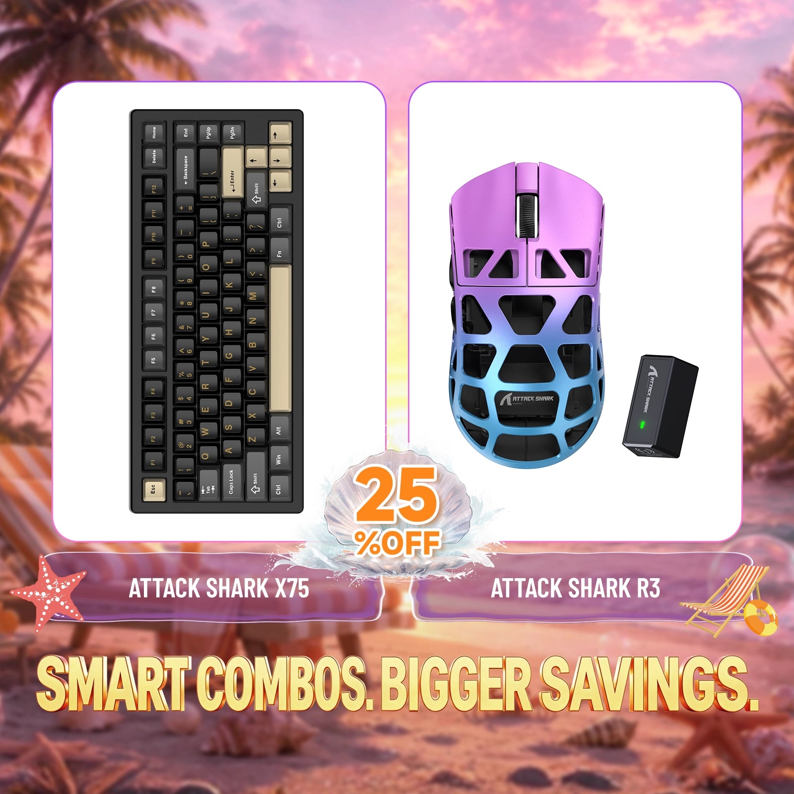 ATTACK SHARK X75 Full Aluminum Keyboard + R3 Magnesium Alloy Gaming Mouse Bundle