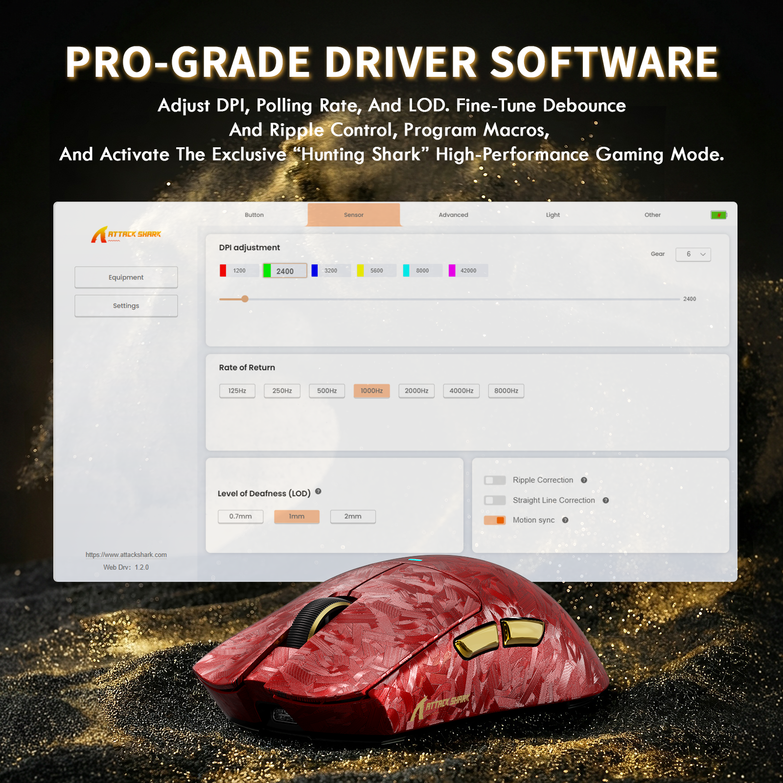 ATTACK SHARK X11 ULTRA Carbon Fiber Wireless Gaming Mouse With C06 Ultra LED Cable