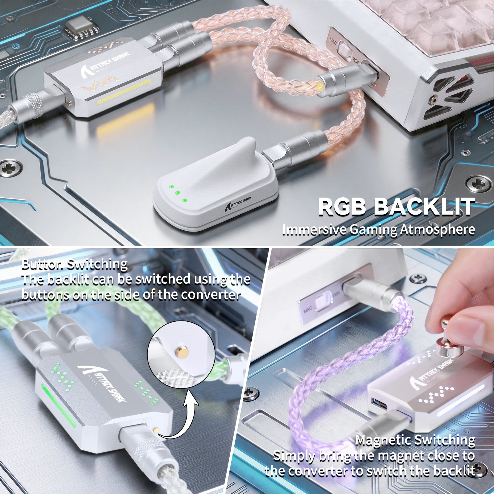 ATTACK SHARK C07 PRO 2-In 1 Type C Cable for 8KHz Gaming Keyboard/Mouse