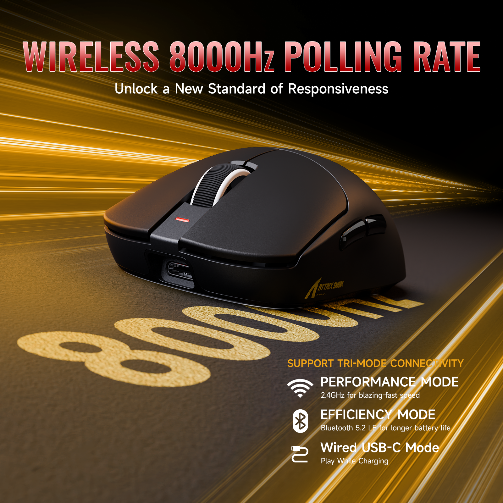 ATTACK SHARK X8 Series Tri-mode Lightweight Wireless Gaming Mouse