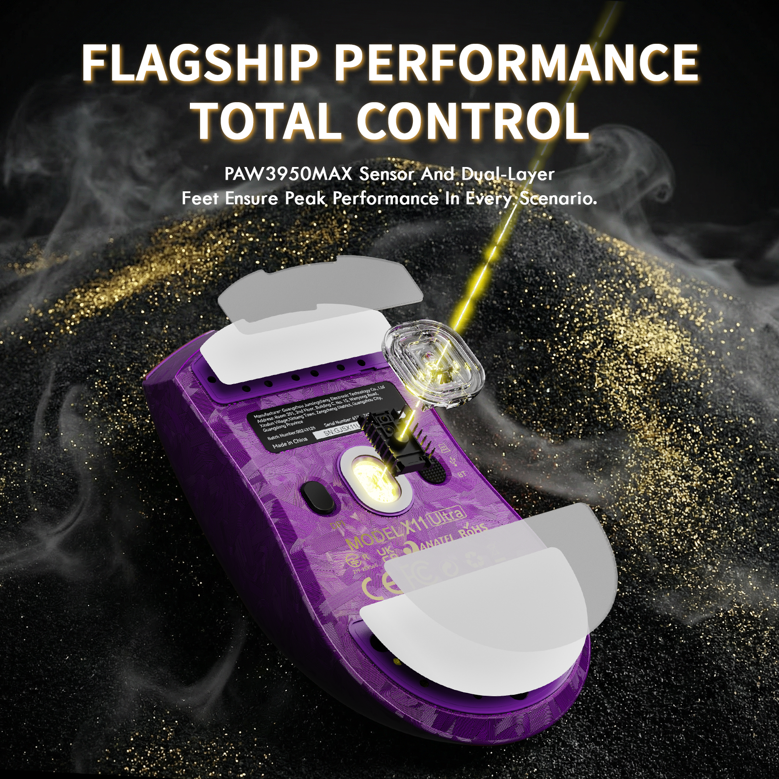 ATTACK SHARK X11 ULTRA Carbon Fiber Wireless Gaming Mouse With C06 Ultra LED Cable