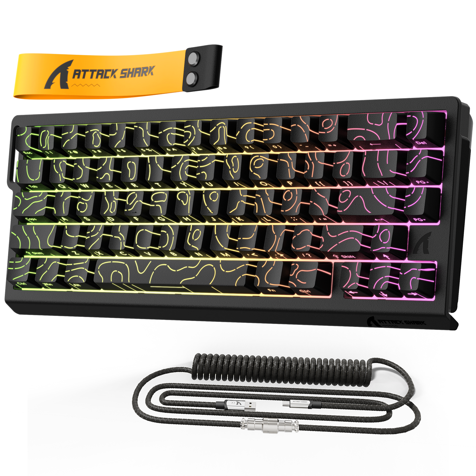 ATTACK SHARK X68 HE Rapid Trigger Keyboard Magnetic Switch with C01PRO Coiled Cable