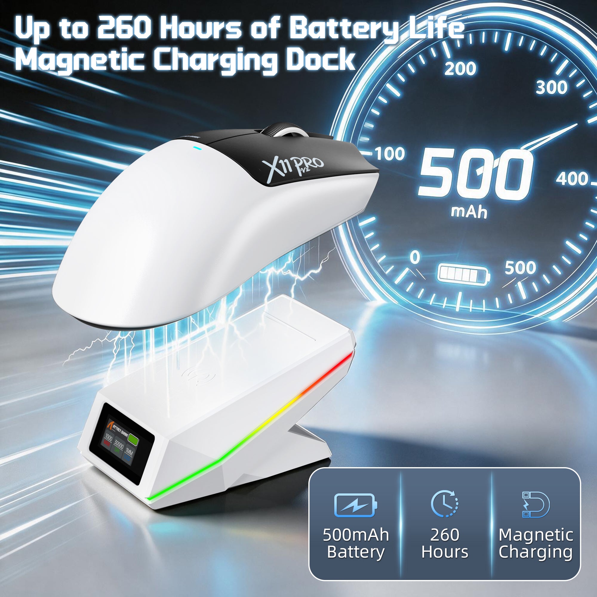 ATTACK SHARK X11 PRO V2 Wireless Gaming Mouse with TFT Display Charging Dock