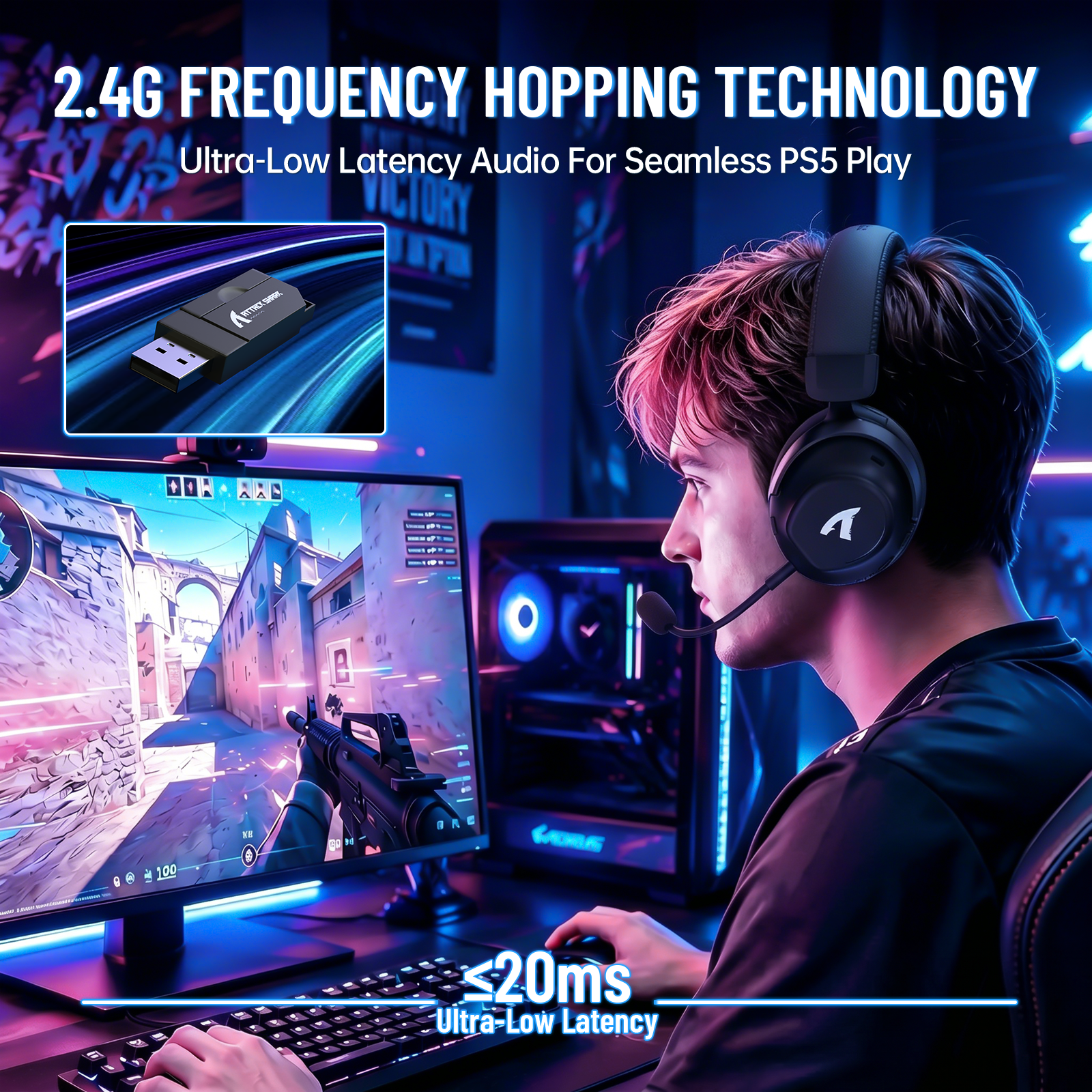 ATTACK SHARK L50 PRO Tri-Mode Wireless Gaming Headset