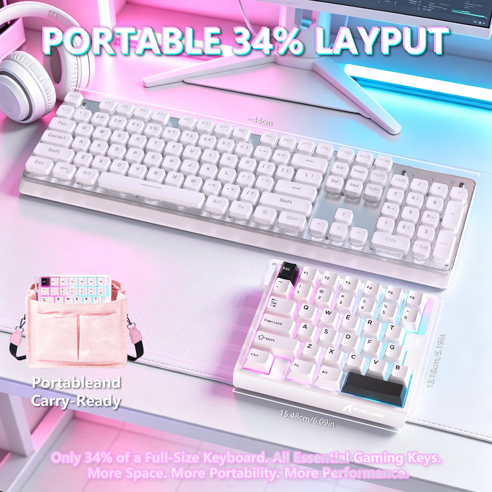 ATTACK SHARK M36 HE One-Handed Magnetic Switch Keyboard & C01 ULTRA LED Aviator Cable