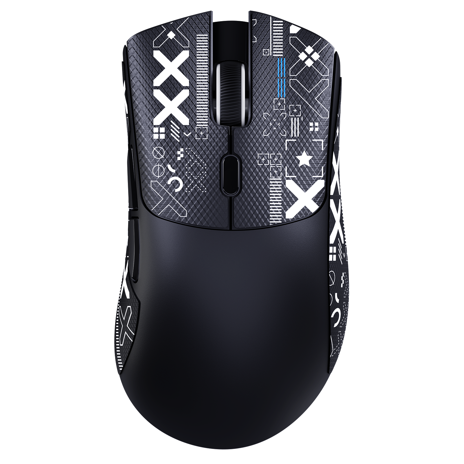 ATTACK SHARK R1 wireless gaming mouse, black ergonomic shell with white scroll wheel