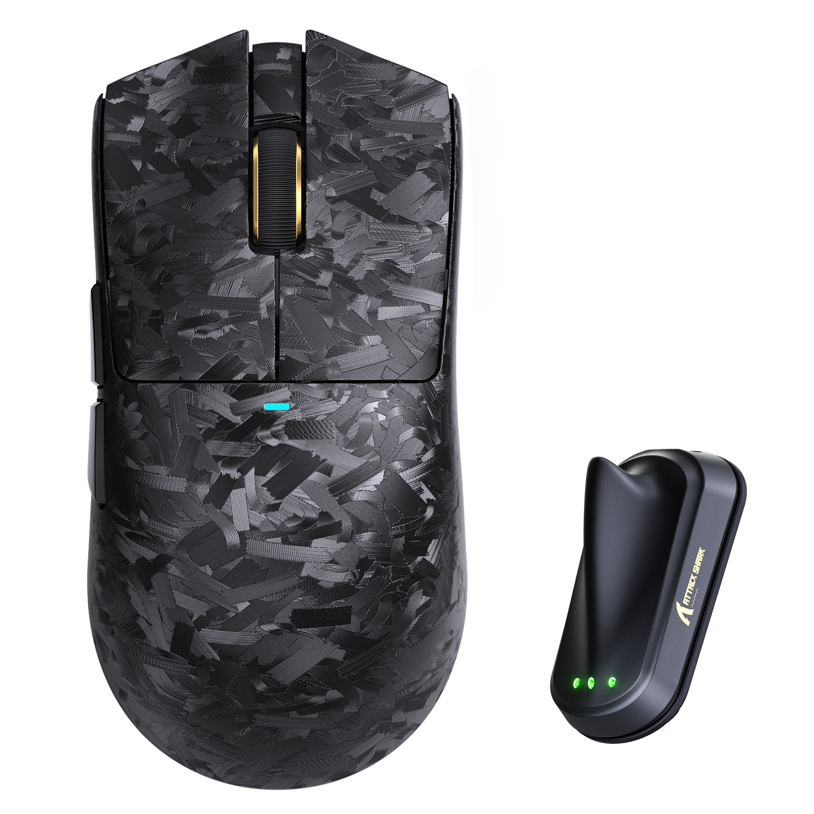 ATTACK SHARK X11 ULTRA carbon fiber wireless gaming mouse with shark receiver dock