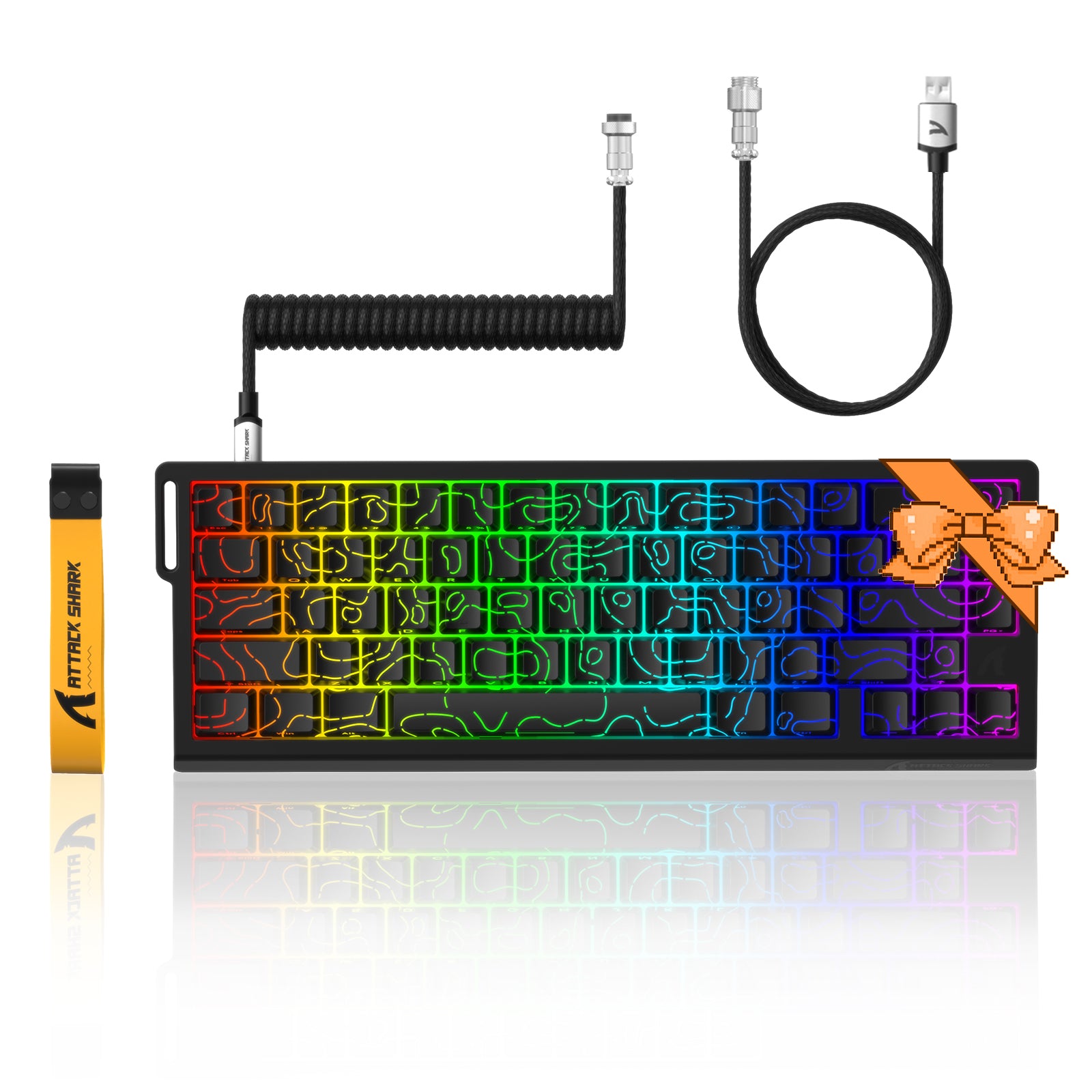 ATTACK SHARK X68 HE Rapid Trigger Keyboard with RGB lighting and Coiled Cable