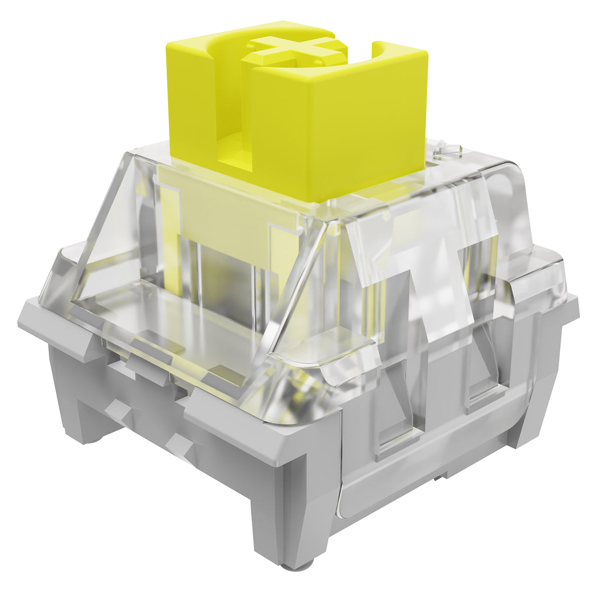 Yellow and clear mechanical keyboard switch with grey housing, part of ATTACK SHARK x AJAZZ AS Switches Set.