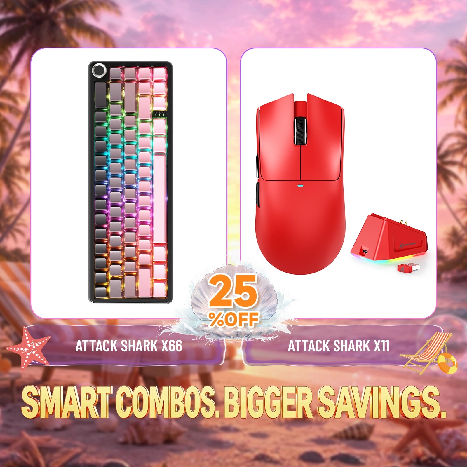 ATTACK SHARK X66 Wireless Mechanical Keyboard + X11 Wireless Gaming Mouse Bundle