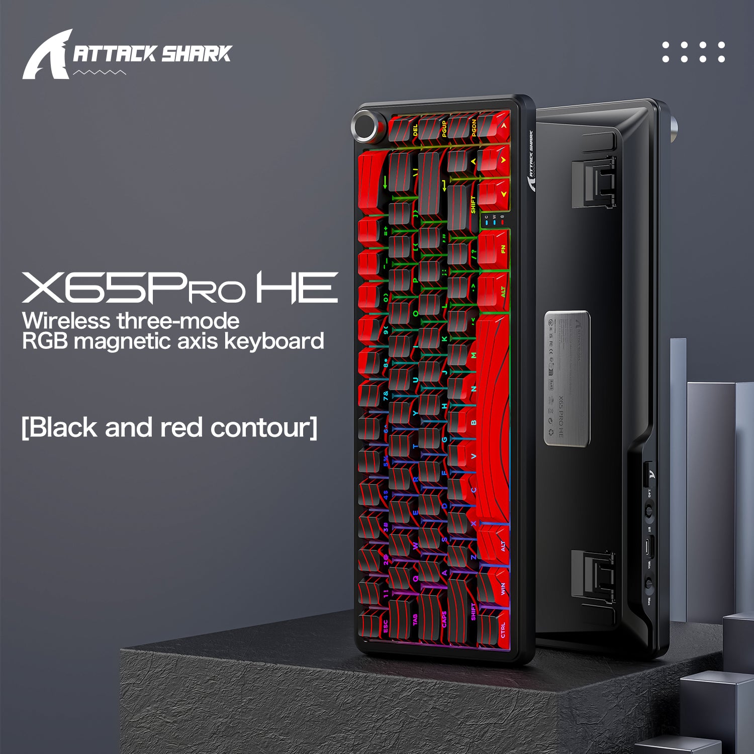 ATTACK SHARK X65PRO HE Black and Red Contour keyboard