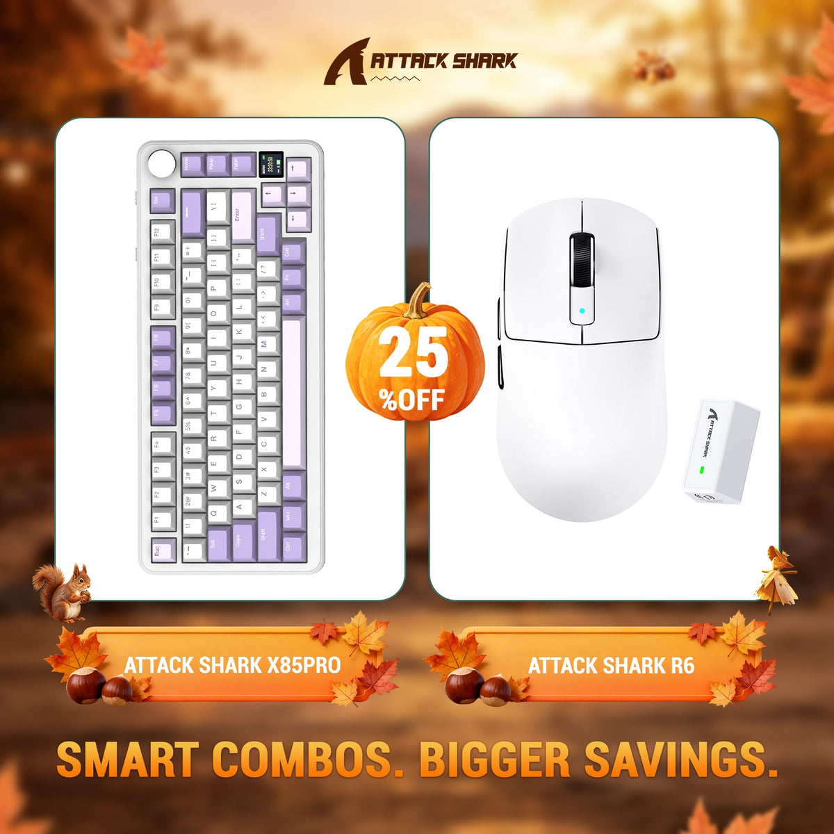 ATTACK SHARK X85 PRO Tri-mode Gasket Mechanical Keyboard + R6 Wireless Gaming Mouse Bundle
