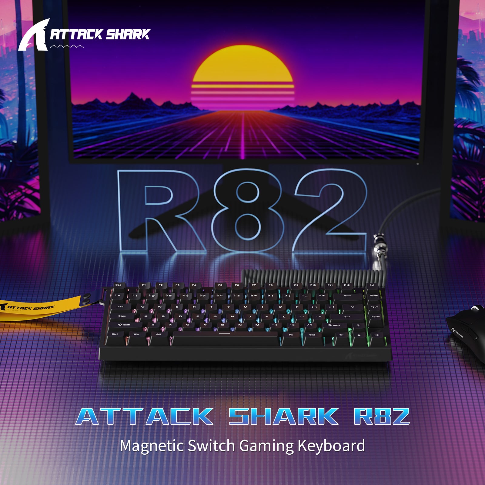 ATTACK SHARK R82 HE Wired 75% Gaming Keyboard  with C01ULTRA LED Cable