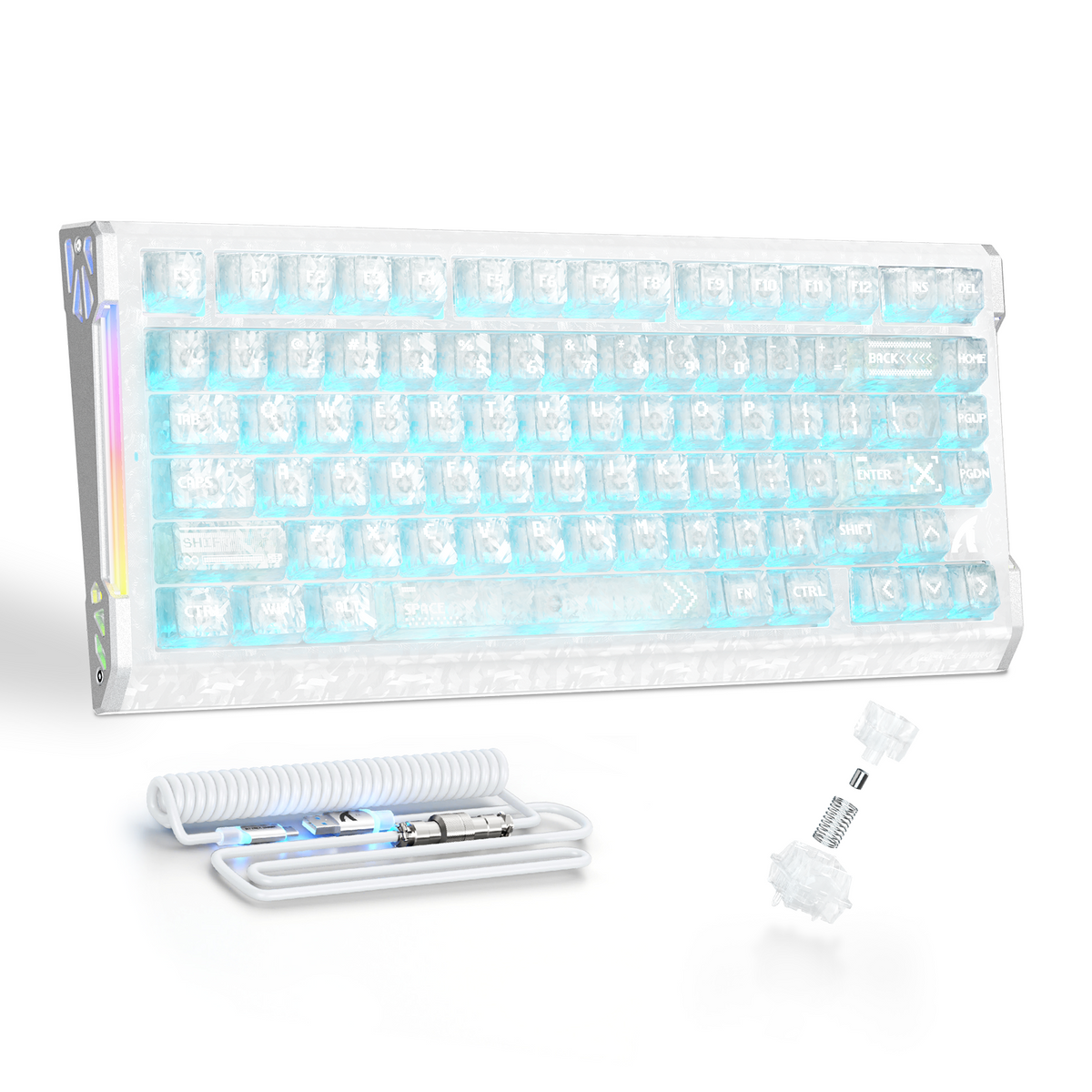 ATTACK SHARK R86 HE Carbon Fiber Wired Rapid Trigger Magnetic Switch Gaming Keyboard with C01 ULTRA RGB Coiled Cable