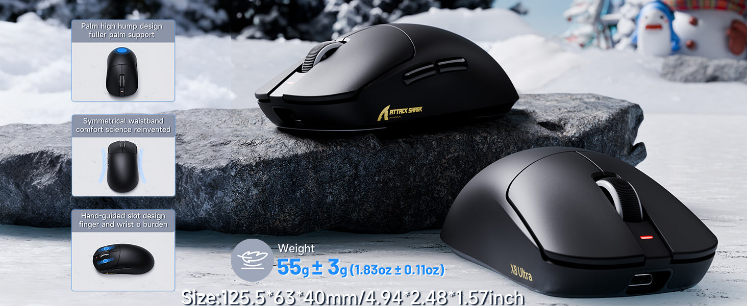 ATTACK SHARK X8 Ultra 8KHz Wireless Gaming Mouse With C06 Ultra Cable