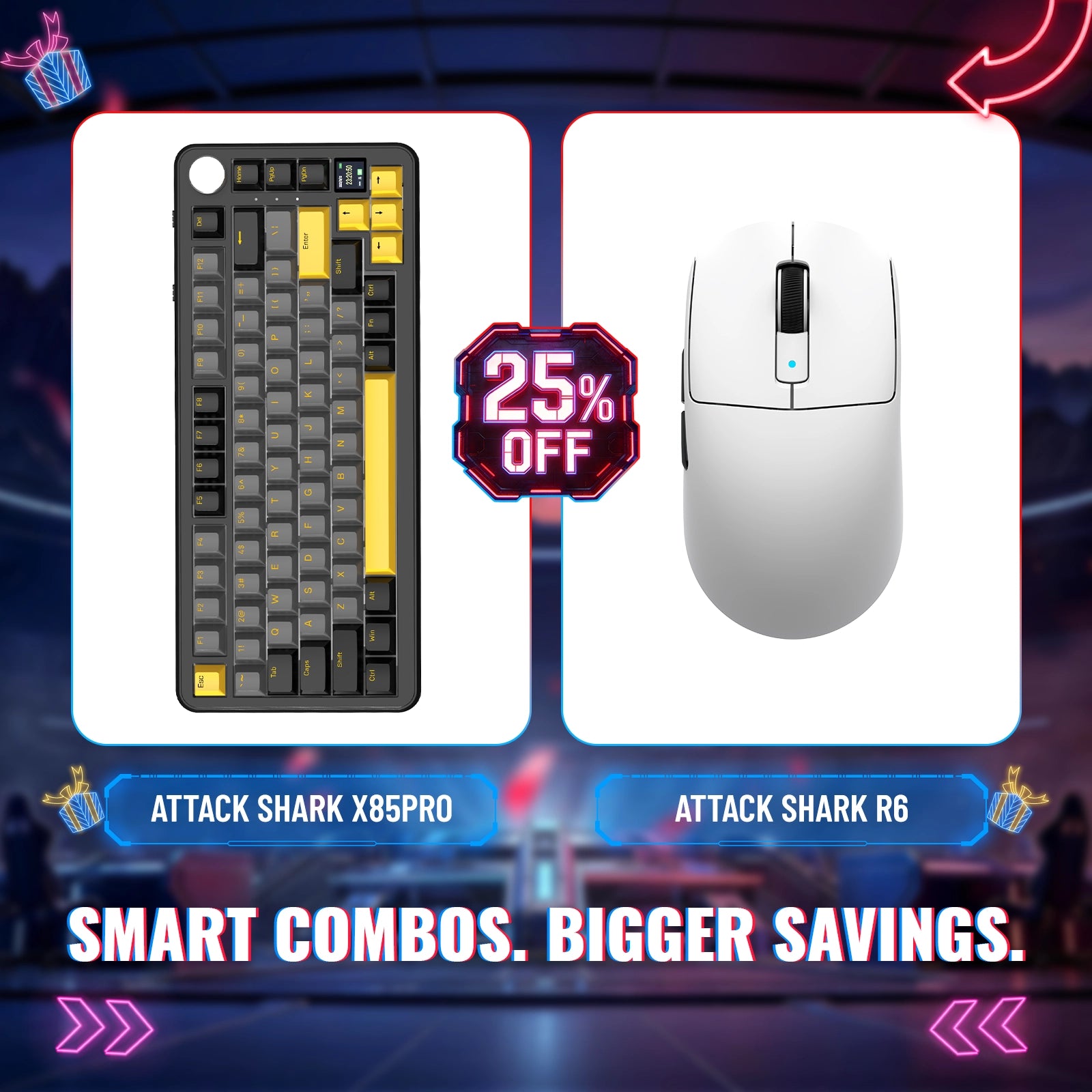 ATTACK SHARK X85PRO Tri-mode Gasket Mechanical Keyboard + R6 Wireless Gaming Mouse Bundle
