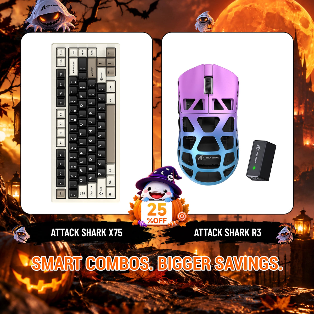 ATTACK SHARK X75 Full Aluminum Keyboard + R3 Magnesium Alloy Gaming Mouse Bundle