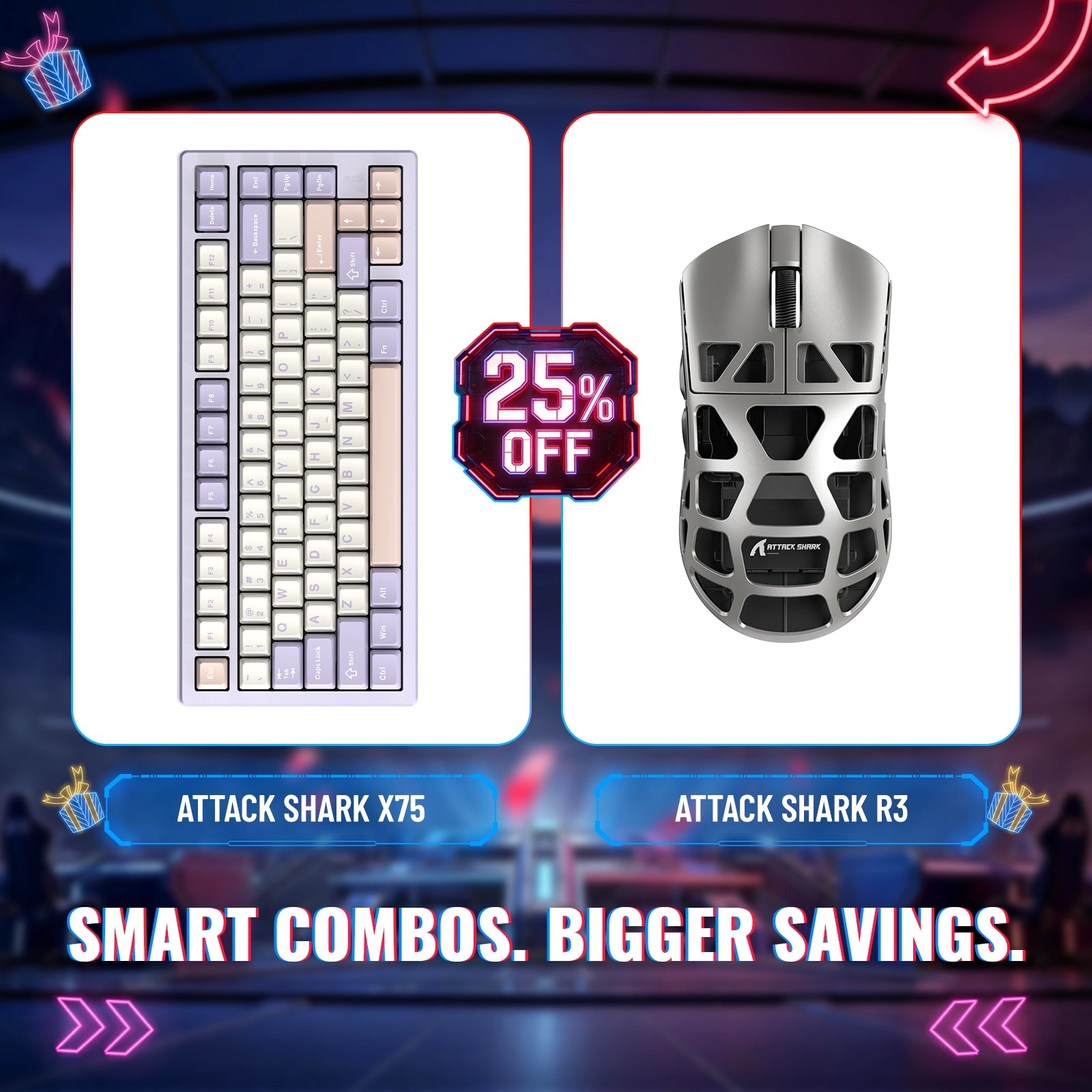 ATTACK SHARK X75 Full Aluminum Keyboard + R3 Magnesium Alloy Gaming Mouse Bundle