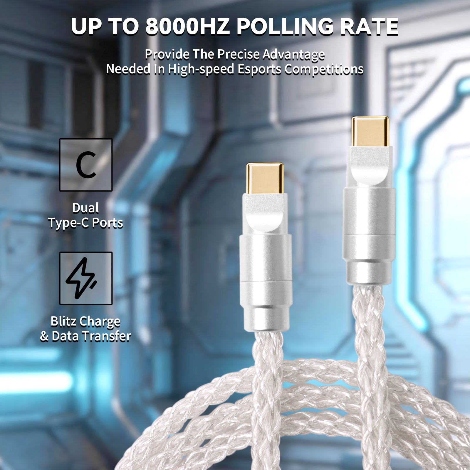 ATTACK SHARK C07 PRO 2-In 1  Type C Cable for 8KHz Gaming Keyboard/Mouse