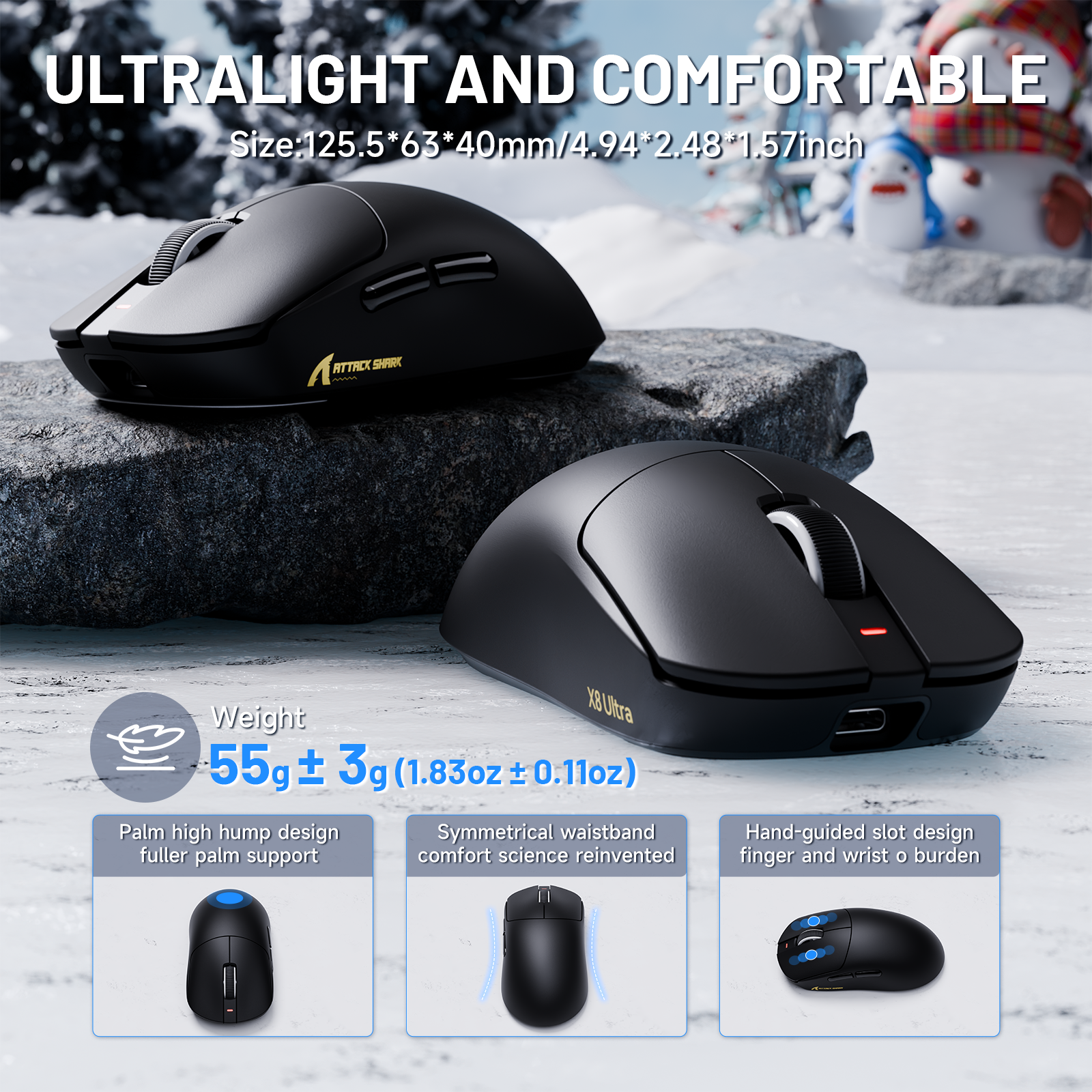 ATTACK SHARK X8 Ultra 8KHz Wireless Gaming Mouse With C06 Ultra Cable