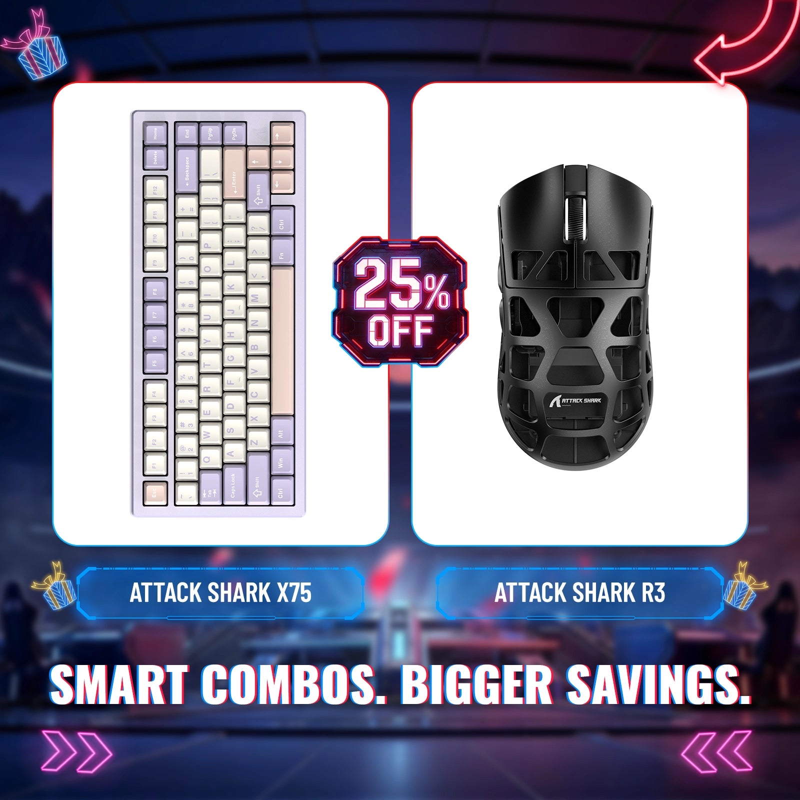 ATTACK SHARK X75 Full Aluminum Keyboard + R3 Magnesium Alloy Gaming Mouse Bundle