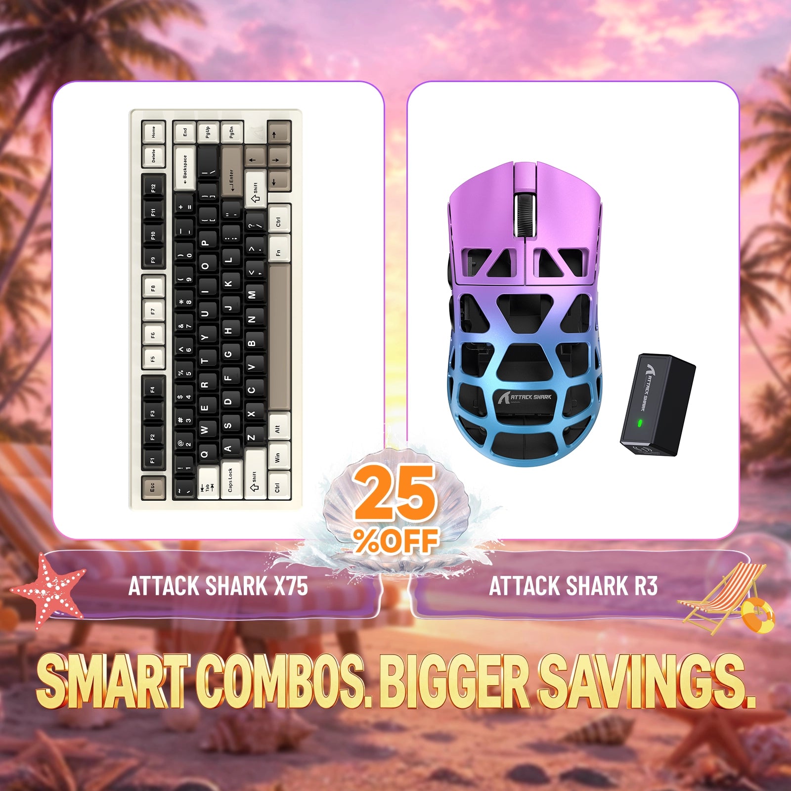 ATTACK SHARK X75 Full Aluminum Keyboard + R3 Magnesium Alloy Gaming Mouse Bundle