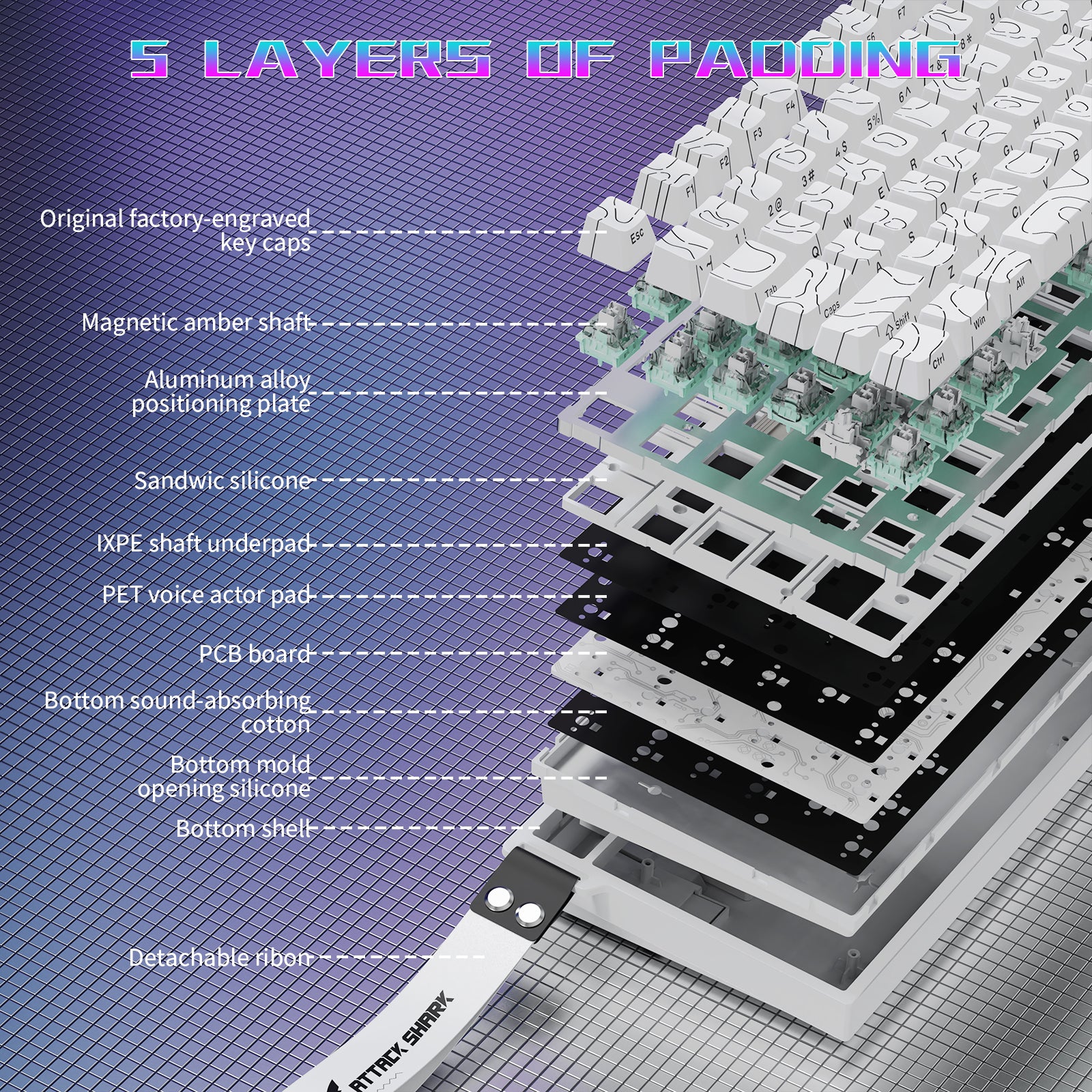 ATTACK SHARK R82 HE Wired 75% Gaming Keyboard  with C01ULTRA LED Cable