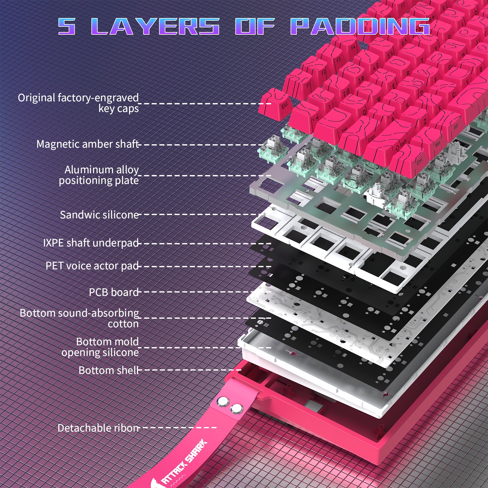 ATTACK SHARK R82 HE Wired 75% Gaming Keyboard  with C01ULTRA LED Cable