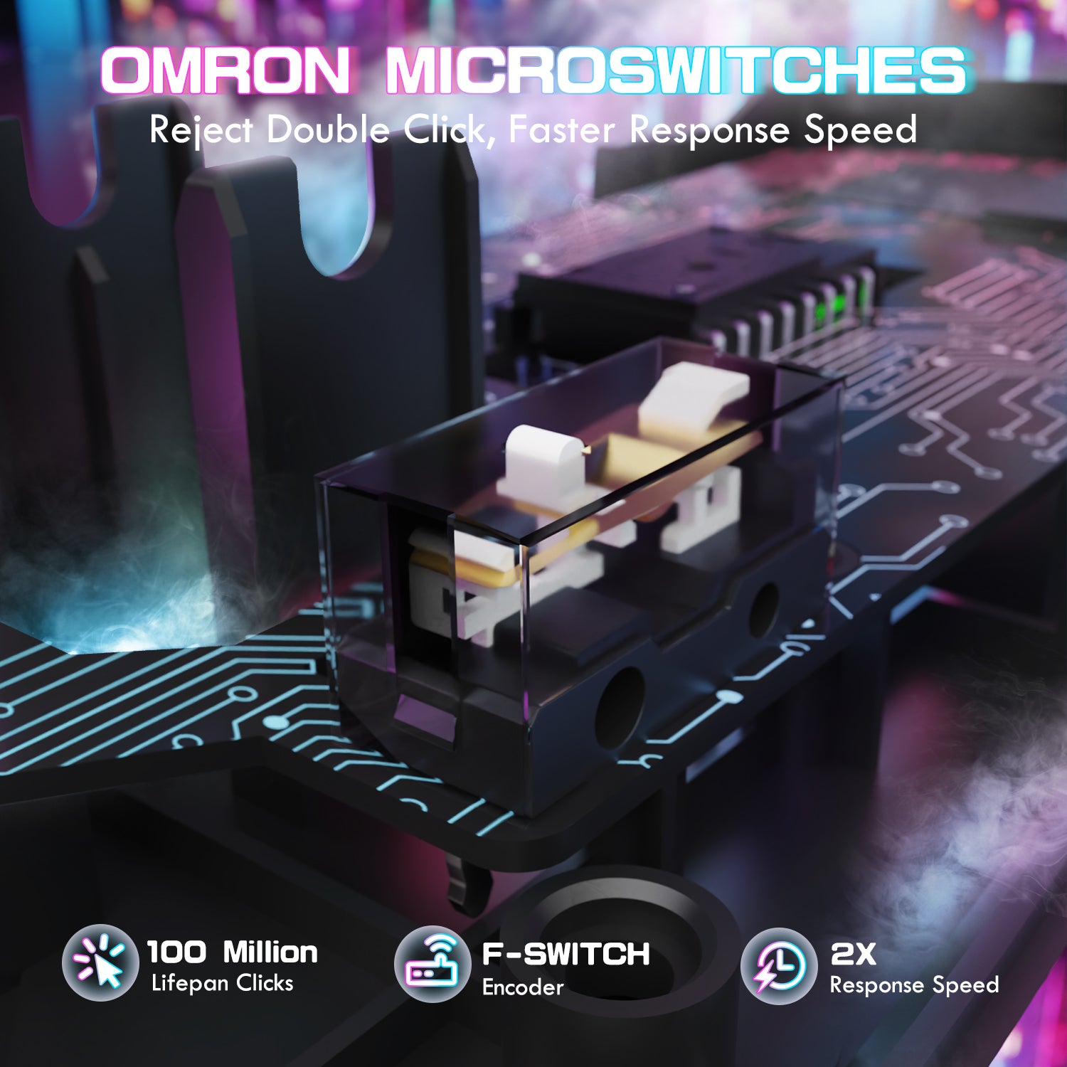 ATTACK SHARK X1 gaming mouse OMRON microswitches, faster response speed and 100M clicks lifespan, F-SWITCH encoder