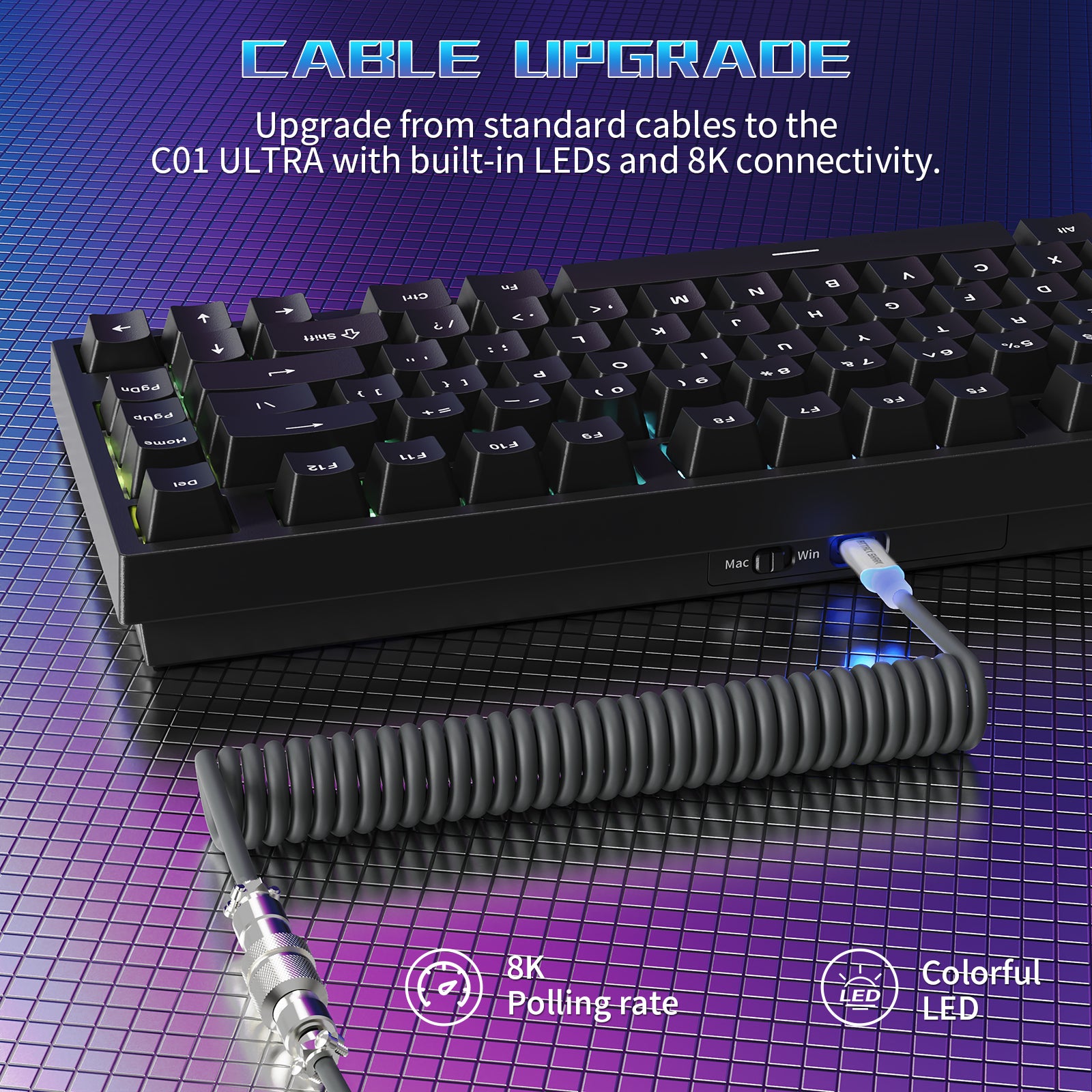 ATTACK SHARK R82 HE Wired 75% Gaming Keyboard  with C01ULTRA LED Cable