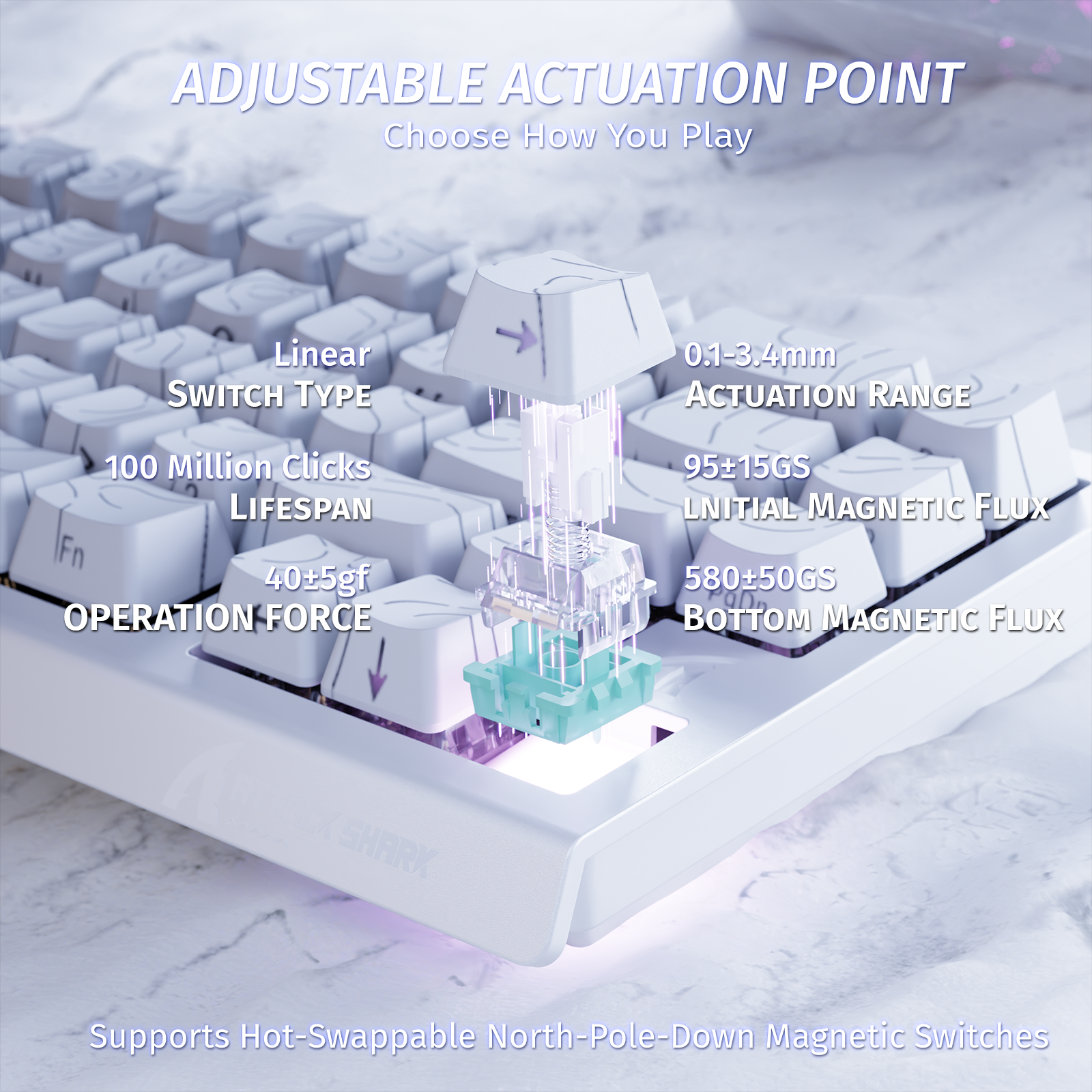 X68 HE keyboard: Adjustable actuation point and magnetic switch details