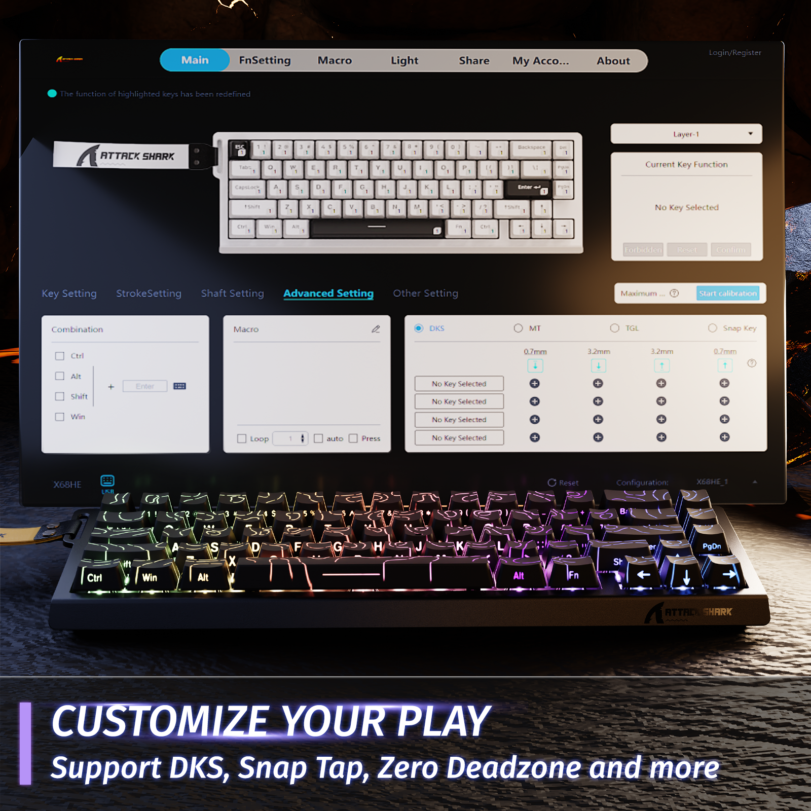 ATTACK SHARK X68 HE custom keyboard settings