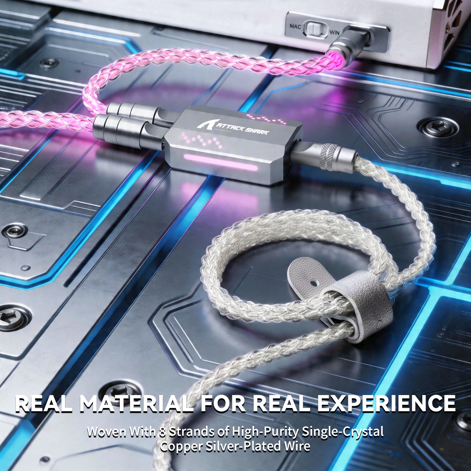 ATTACK SHARK C07 PRO 2-In 1  Type C Cable for 8KHz Gaming Keyboard/Mouse