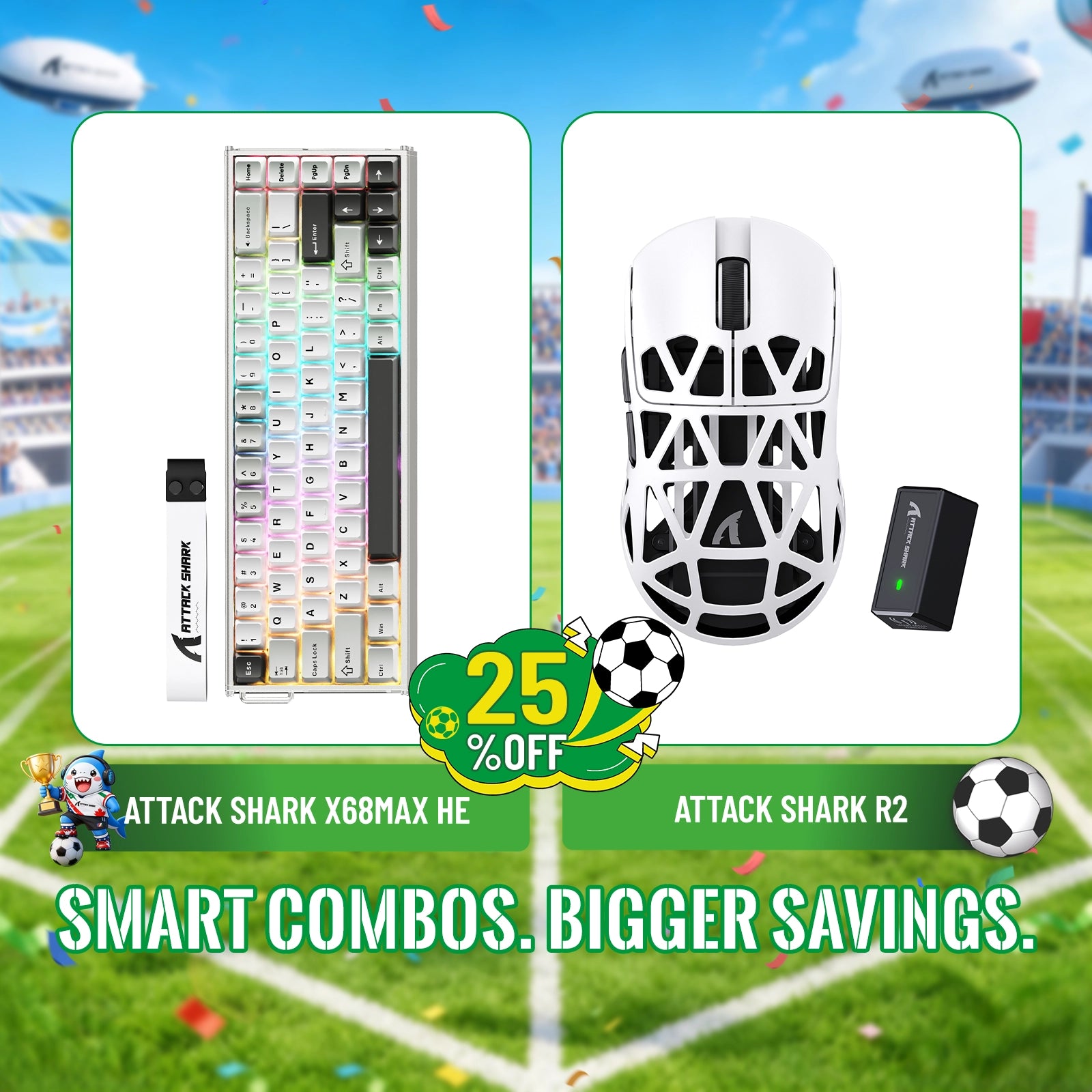 ATTACK SHARK X68MAX HE Rapid Trigger Aluminum Keyboard + R2 Magnesium Alloy Wireless Gaming Mouse Bundle
