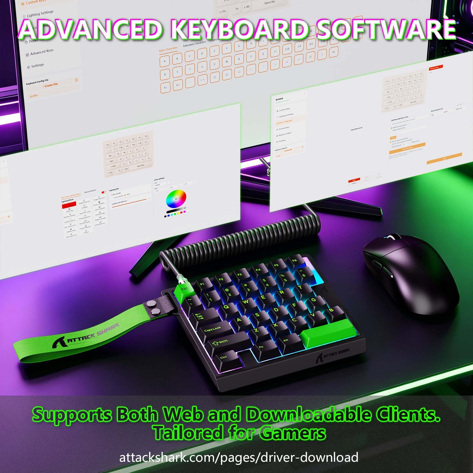 ATTACK SHARK M36 HE One-Handed Magnetic Switch Keyboard & C01 ULTRA LED Aviator Cable