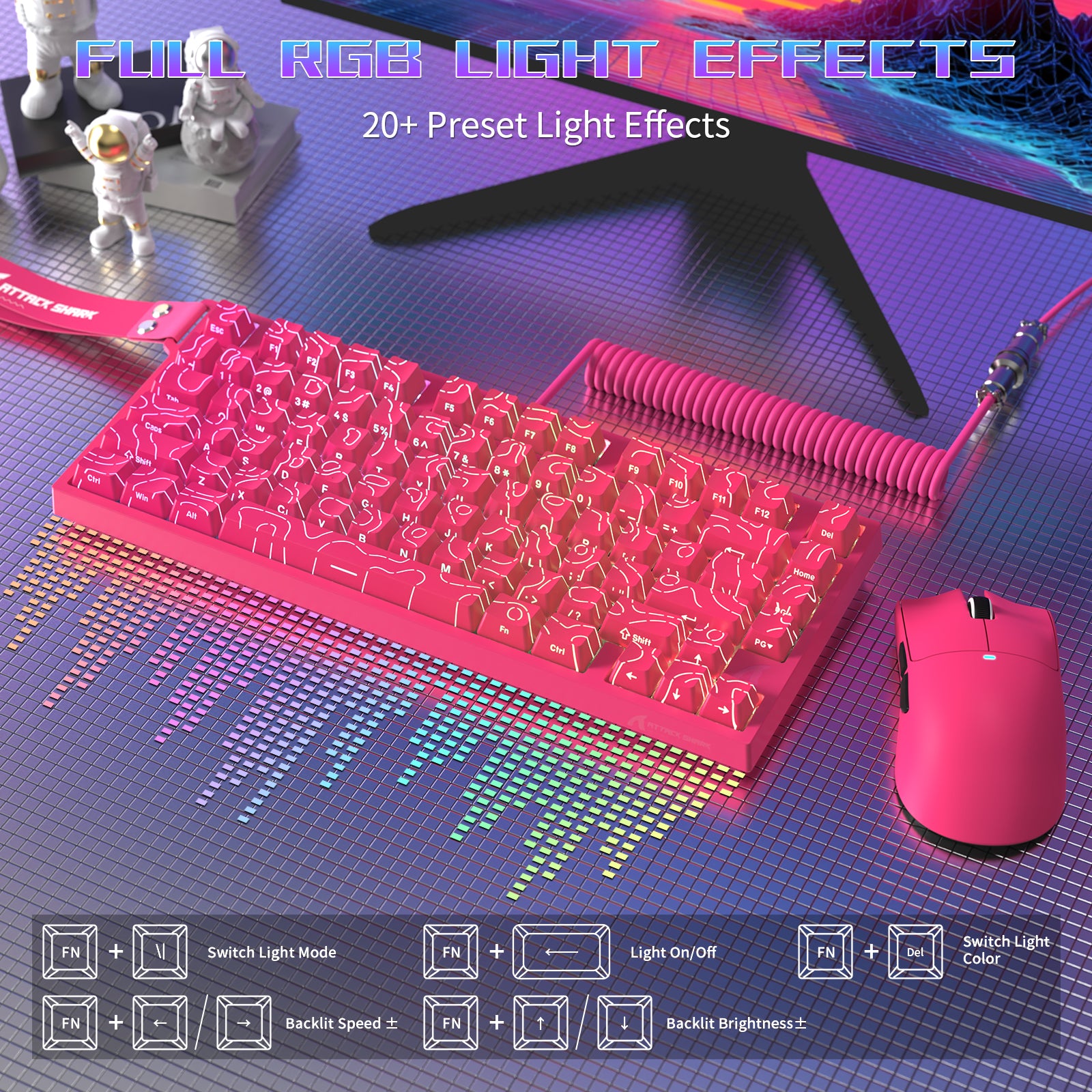 ATTACK SHARK R82 HE Wired 75% Gaming Keyboard  with C01ULTRA LED Cable