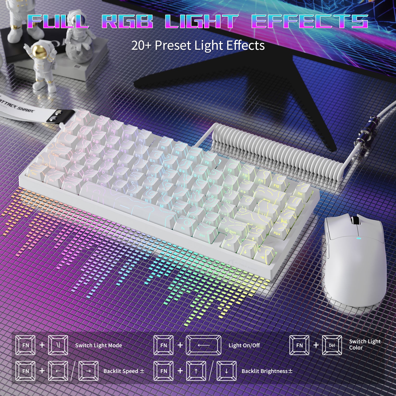 ATTACK SHARK R82 HE Wired 75% Gaming Keyboard  with C01ULTRA LED Cable