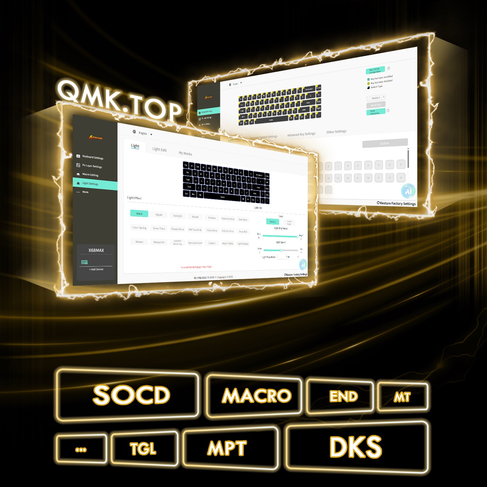 ATTACK SHARK X68MAX HE Rapid Trigger CNC Aluminum Keyboard Magnetic Switch with C01Ultra RGB Coiled Cable