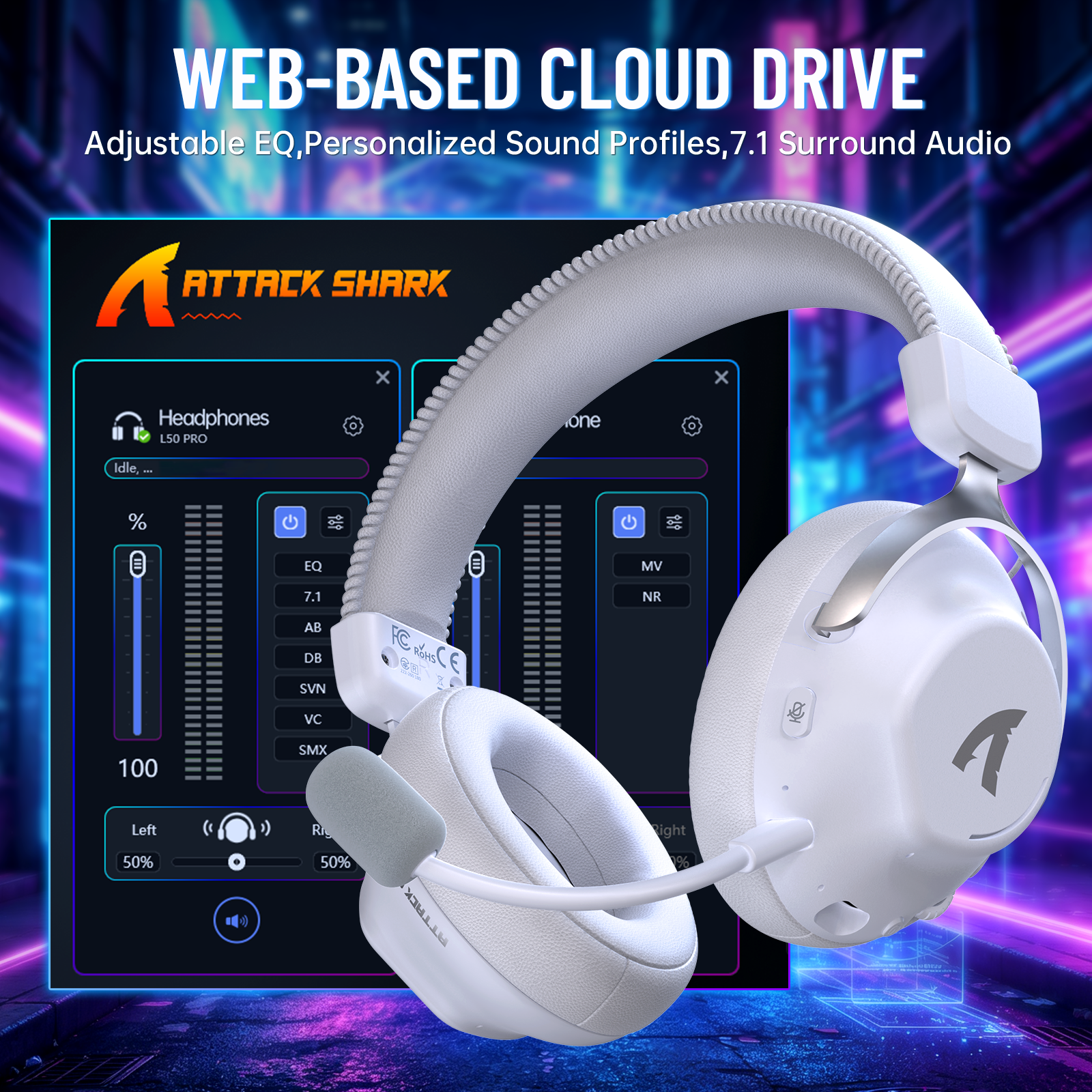 ATTACK SHARK L50 PRO Tri-Mode Wireless Gaming Headset