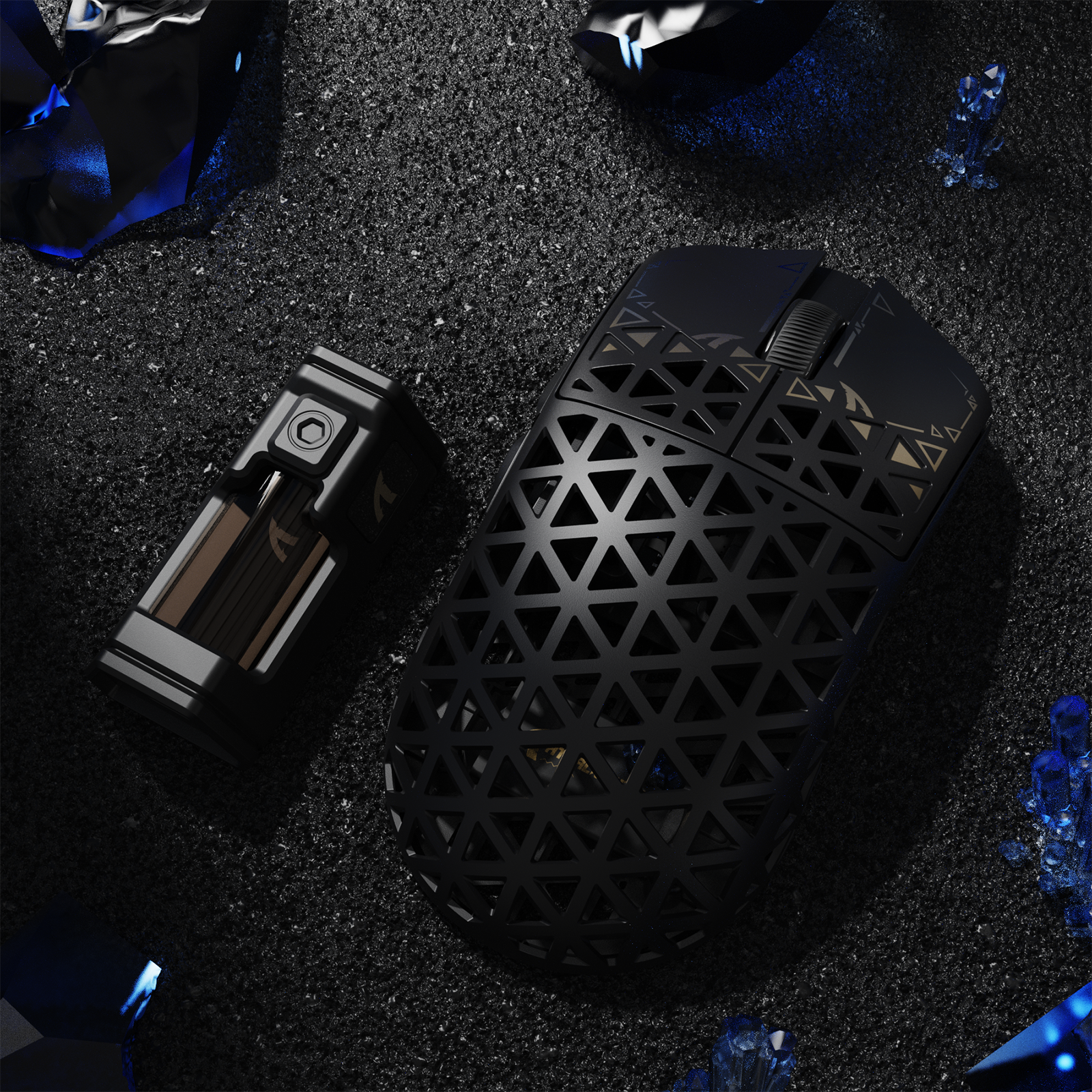 ATTACK SHARK R5 Ultra black gaming mouse and charging dock